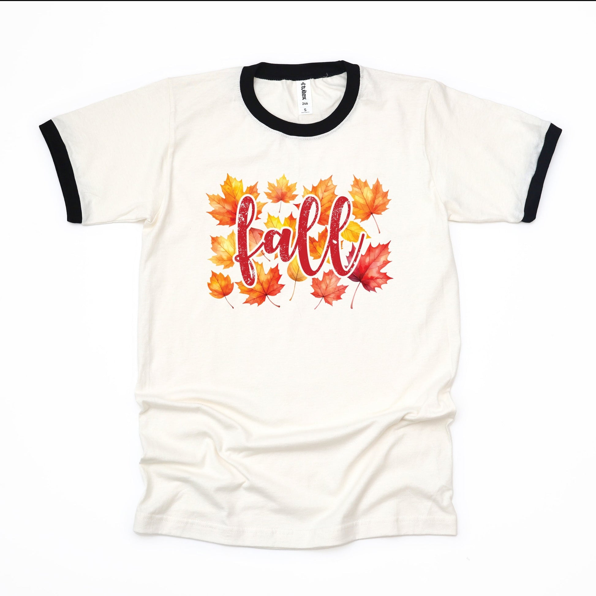 Fall Leaves Watercolor - Women's Ringer Graphic T-Shirt
