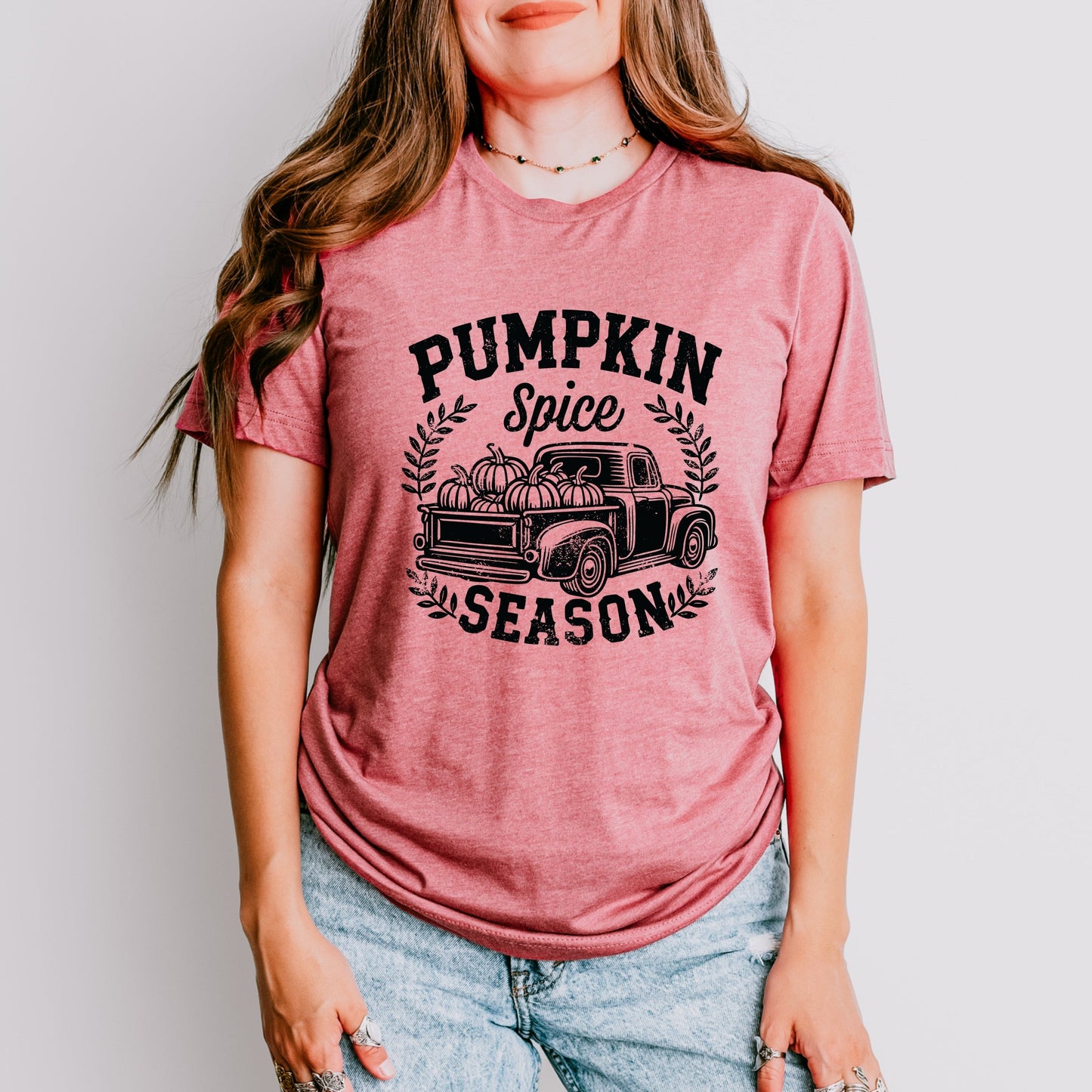 Pumpkin Spice Season Truck Distressed - Short Sleeve Tee