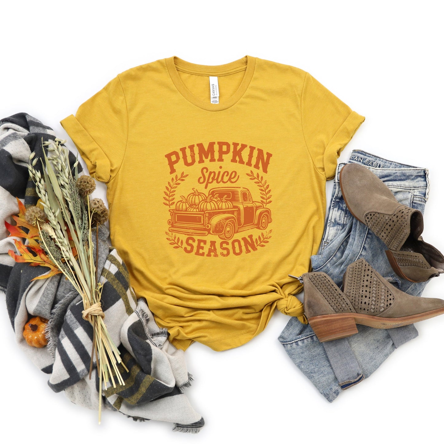 Pumpkin Spice Season Truck Distressed - Women's Short Sleeve Graphic T-Shirt
