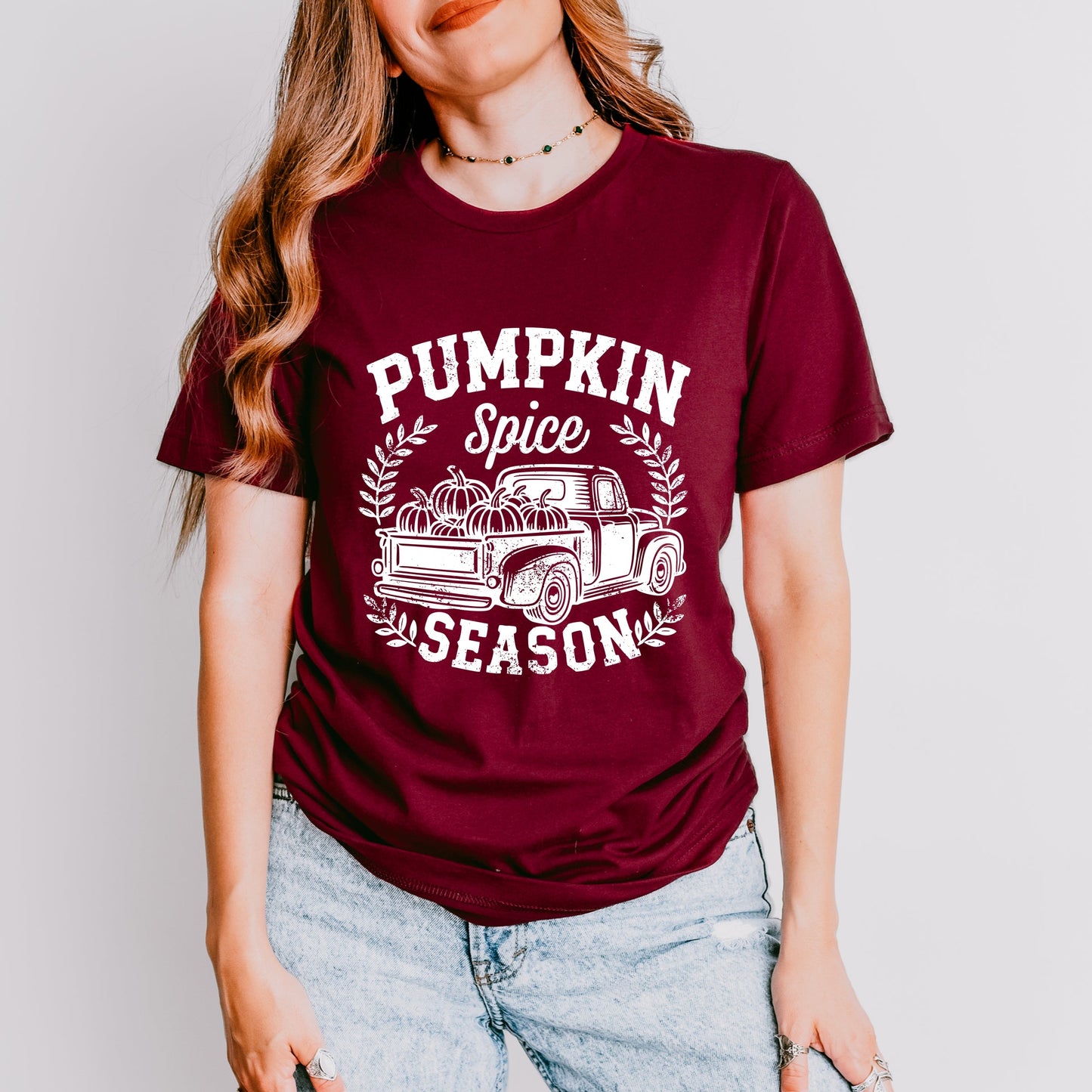Pumpkin Spice Season Truck Distressed - Short Sleeve Tee