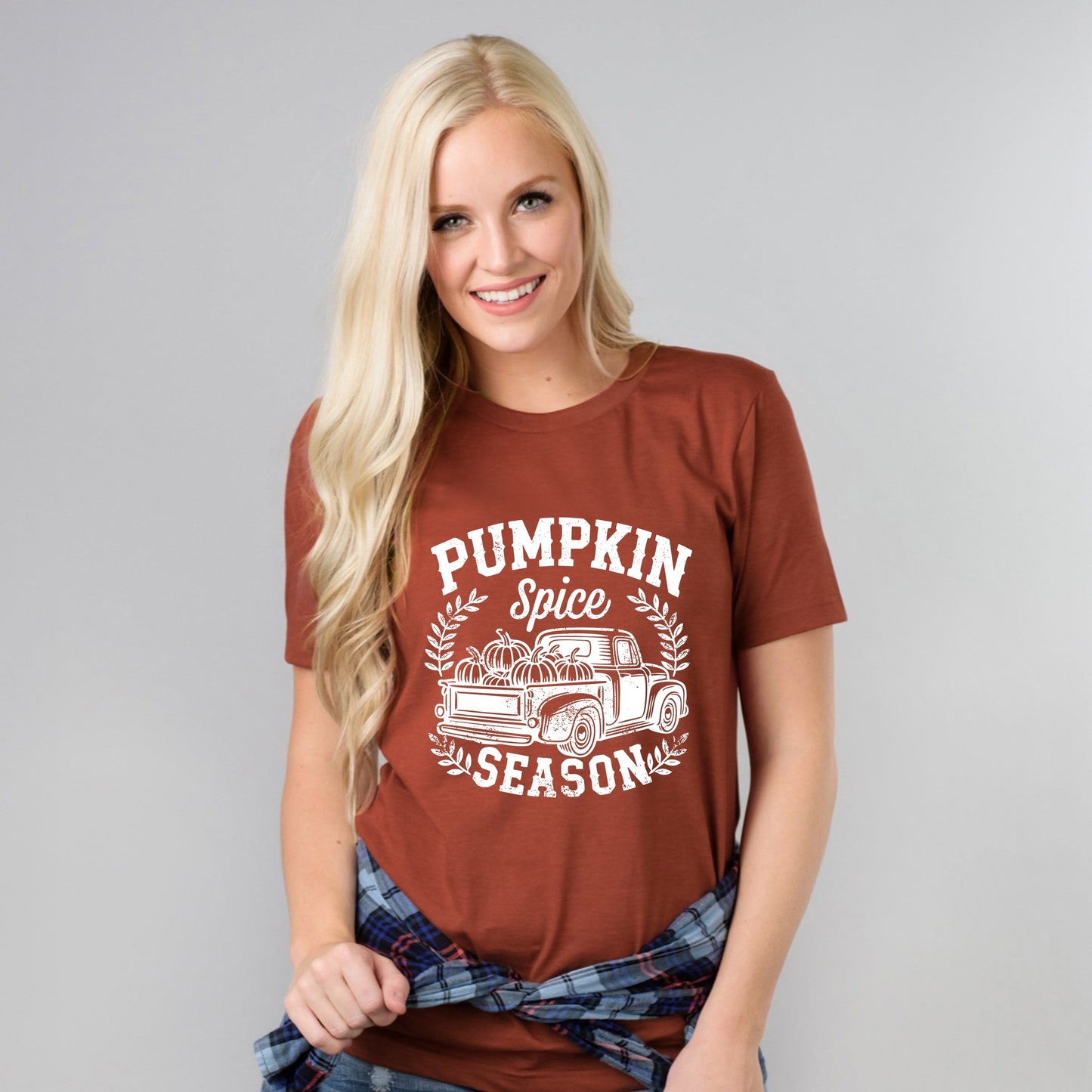 Pumpkin Spice Season Truck Distressed - Short Sleeve Tee