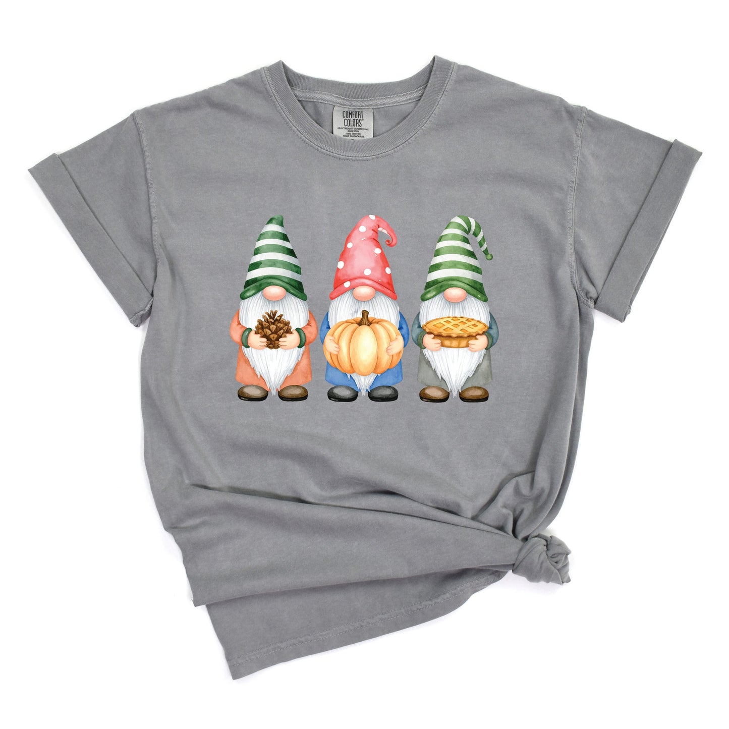 Fall Three Gnomes - Women's Garment Dyed Graphic T-Shirt