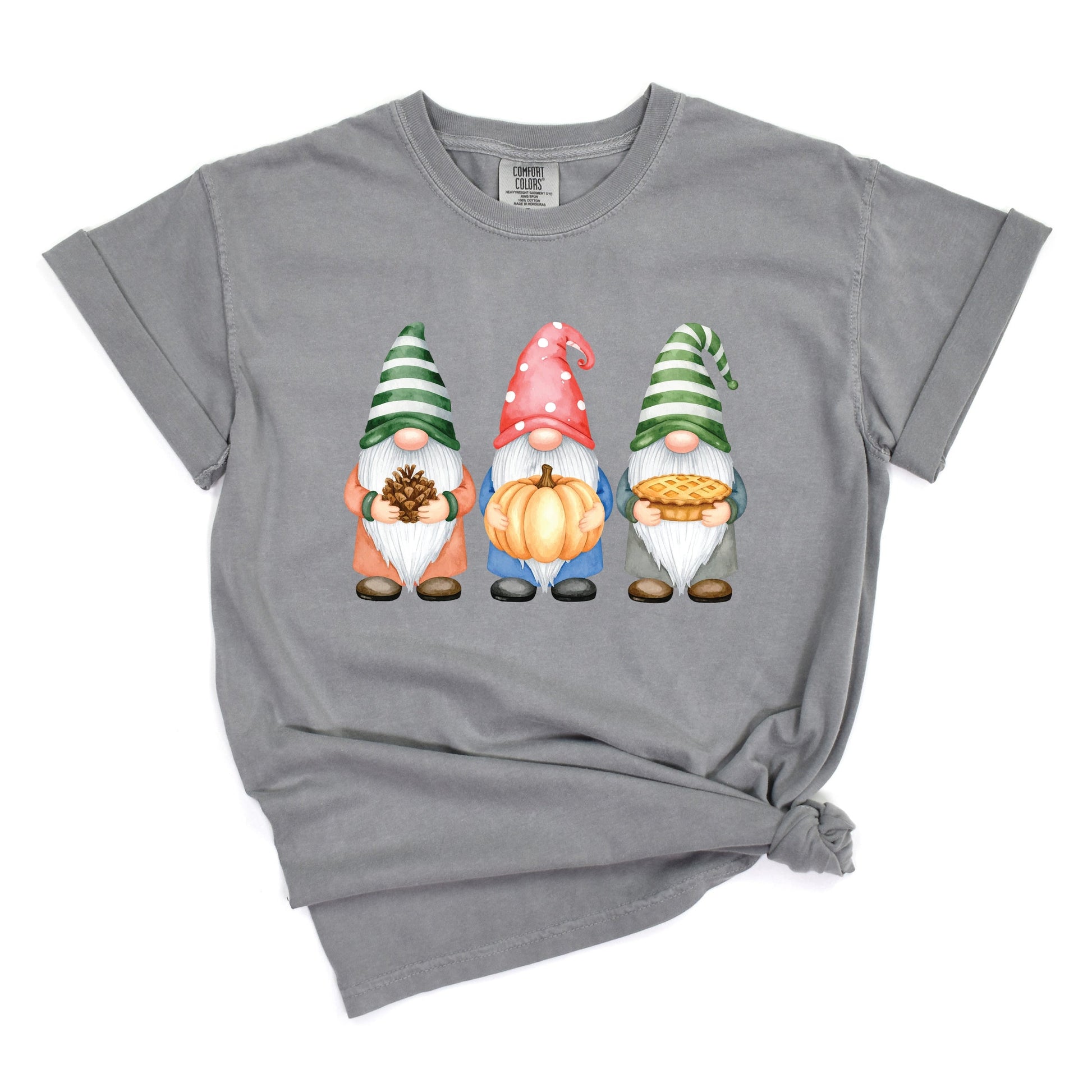 Fall Three Gnomes - Women's Garment Dyed Graphic T-Shirt