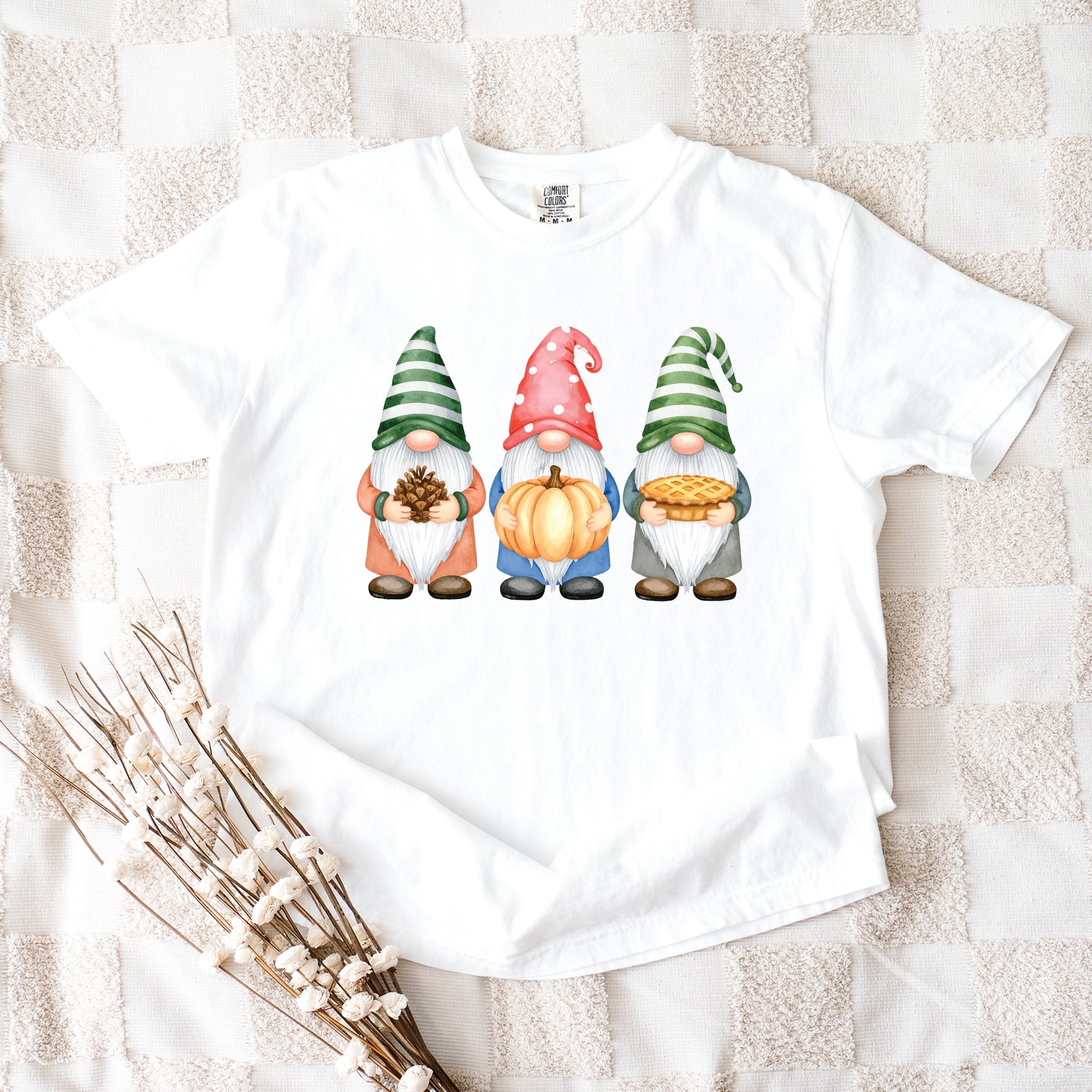 Fall Three Gnomes - Women's Garment Dyed Graphic T-Shirt