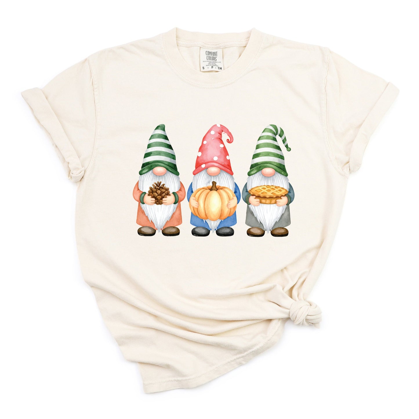 Fall Three Gnomes - Women's Garment Dyed Graphic T-Shirt