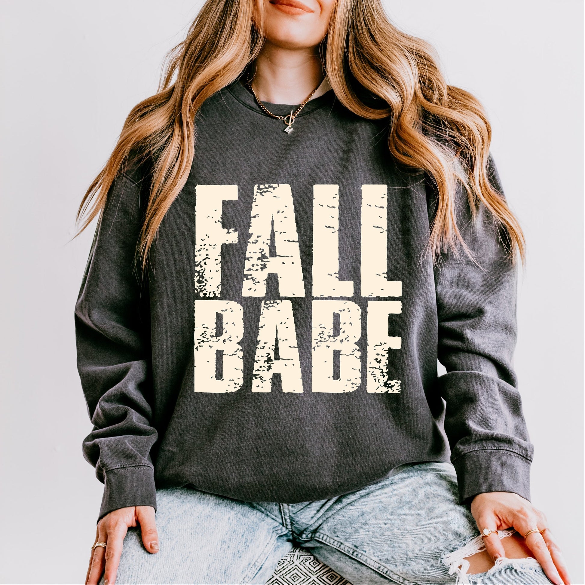 Fall Babe Distressed - Women's Lightweight Garment Dyed Sweatshirt