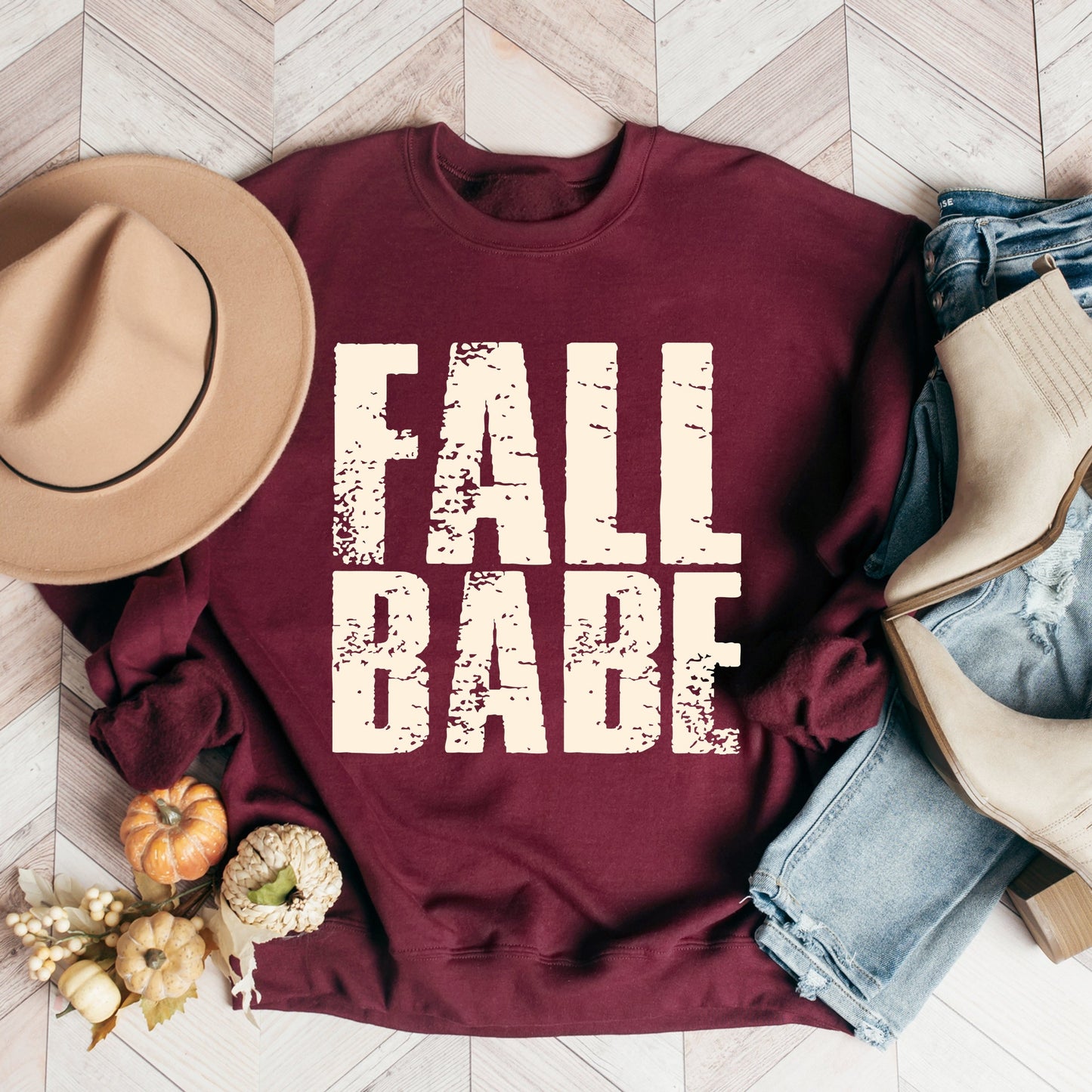 Fall Babe Distressed -  Women's Graphic Sweatshirt