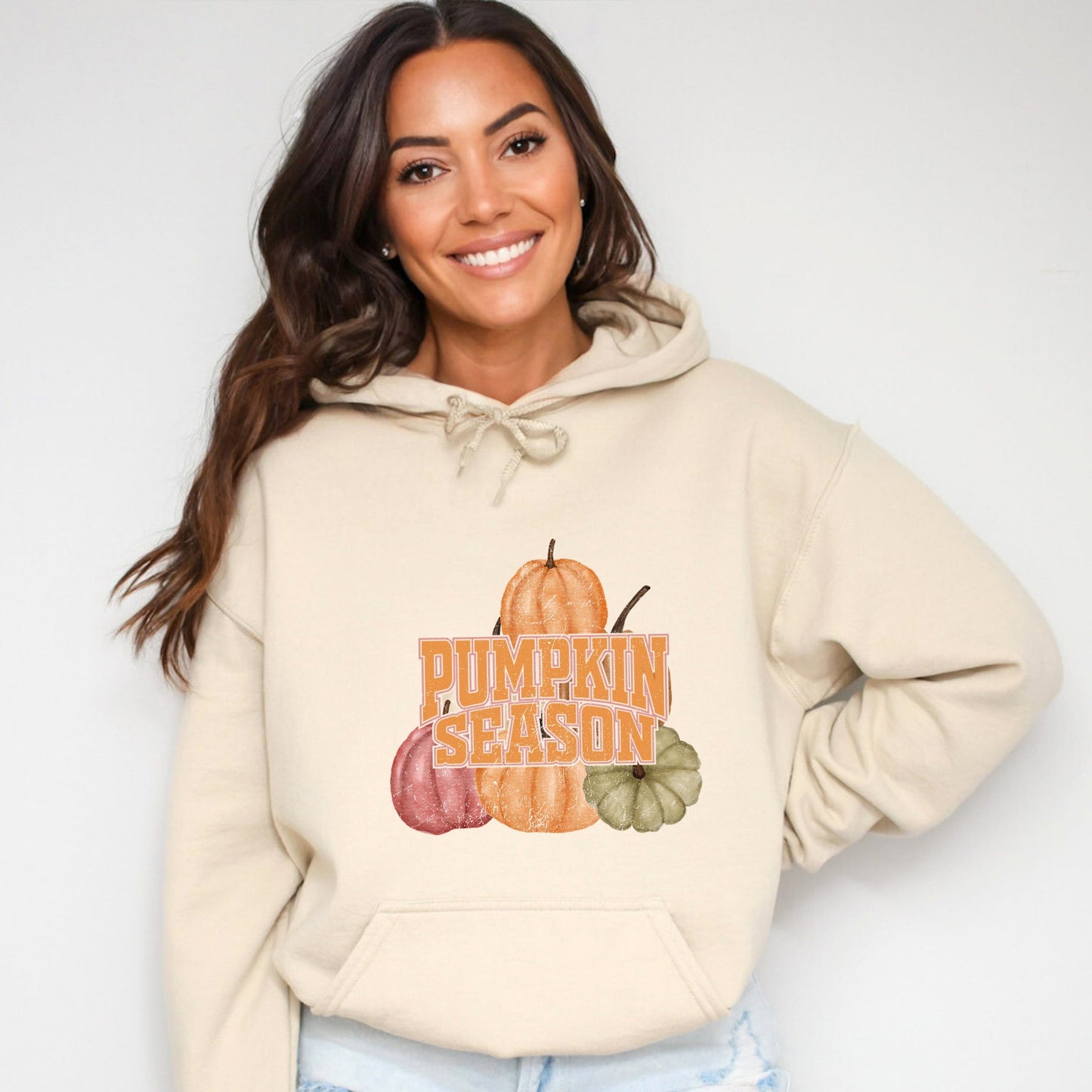 Pumpkin Season Stacked Distressed - Women's Graphic Hoodie