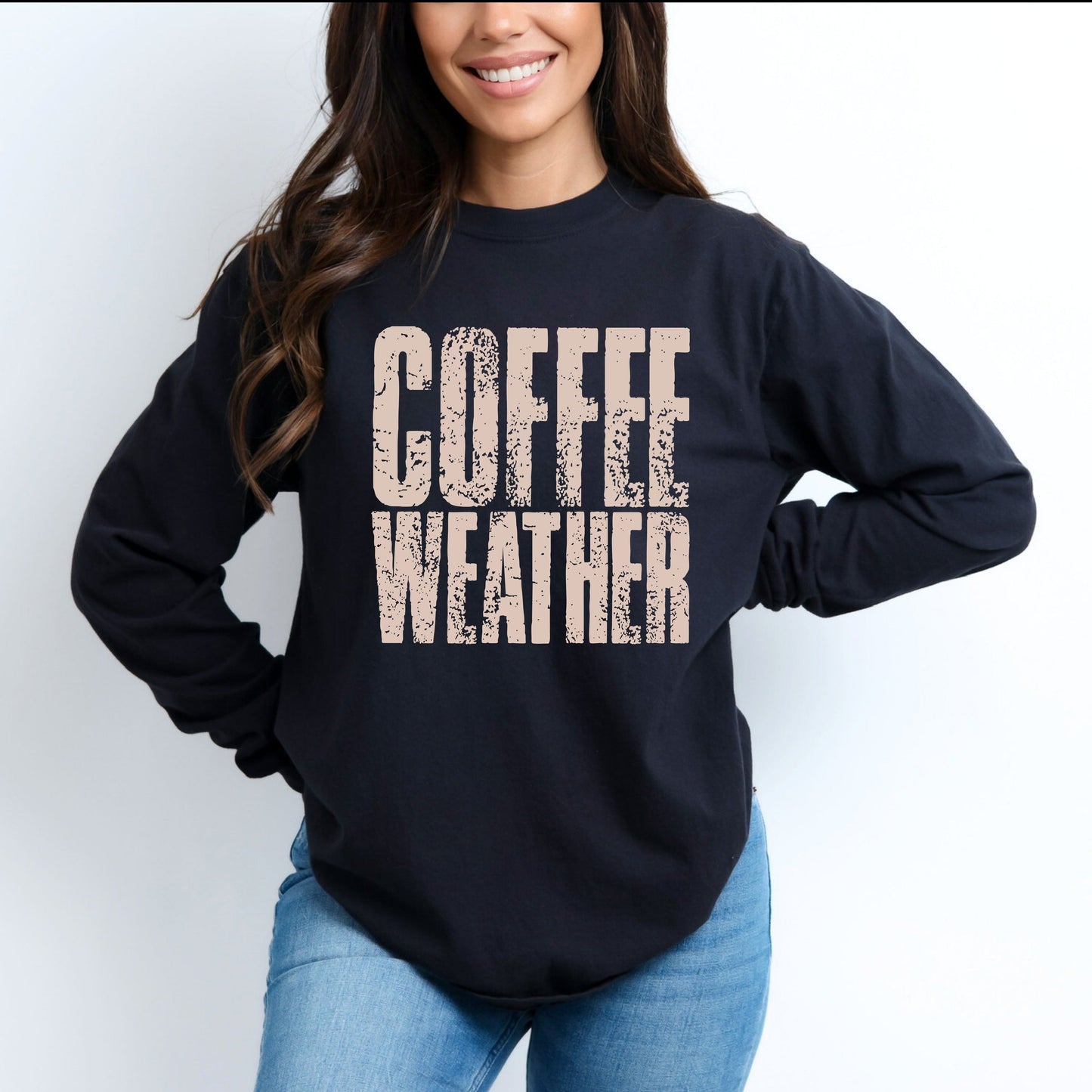 Coffee Weather Distressed - Garment Dyed Long Sleeve