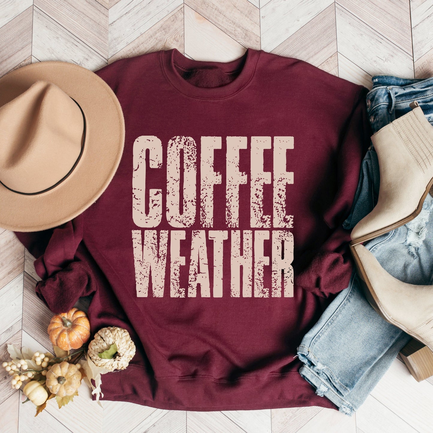 Coffee Weather Distressed - Sweatshirt