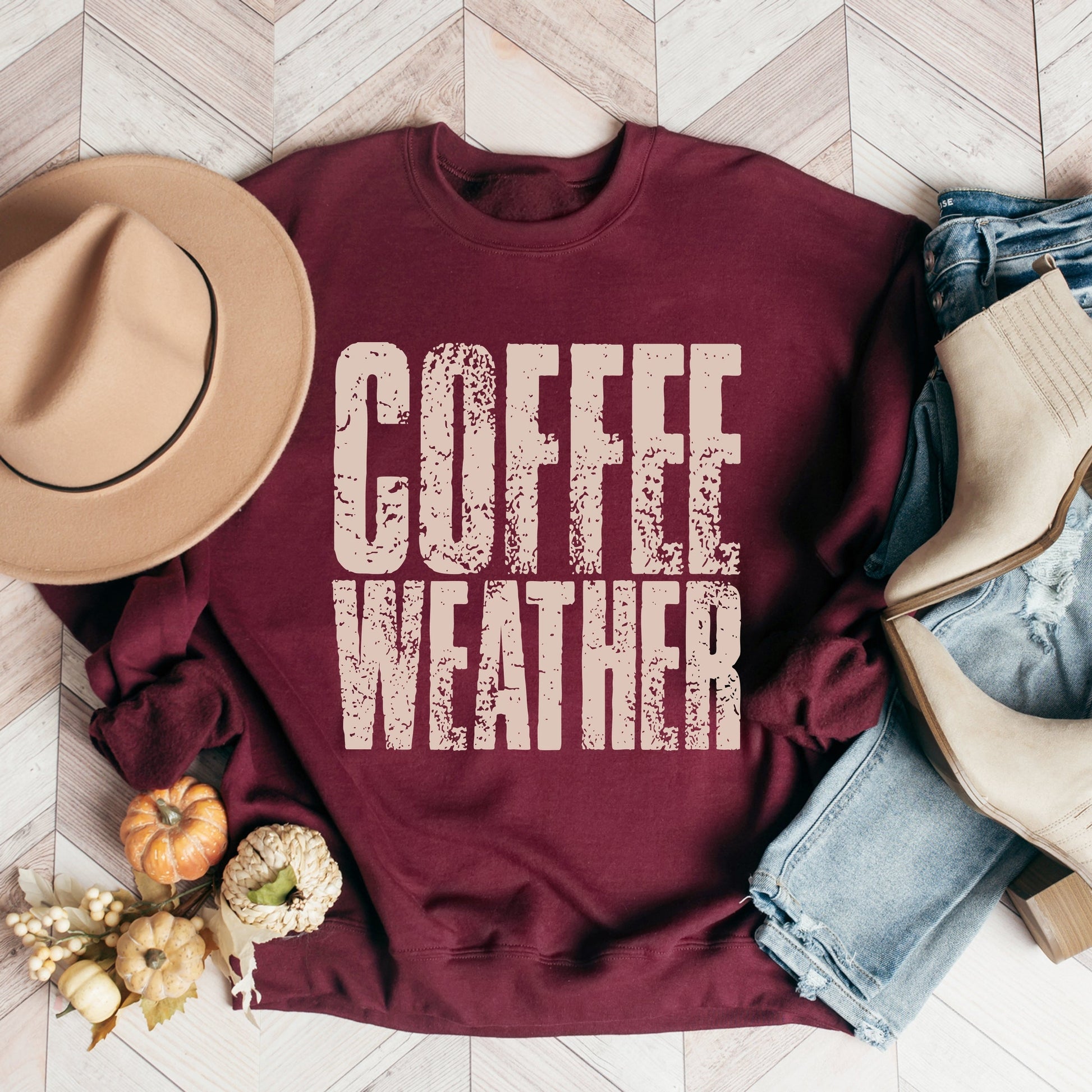 Coffee Weather Distressed - Sweatshirt
