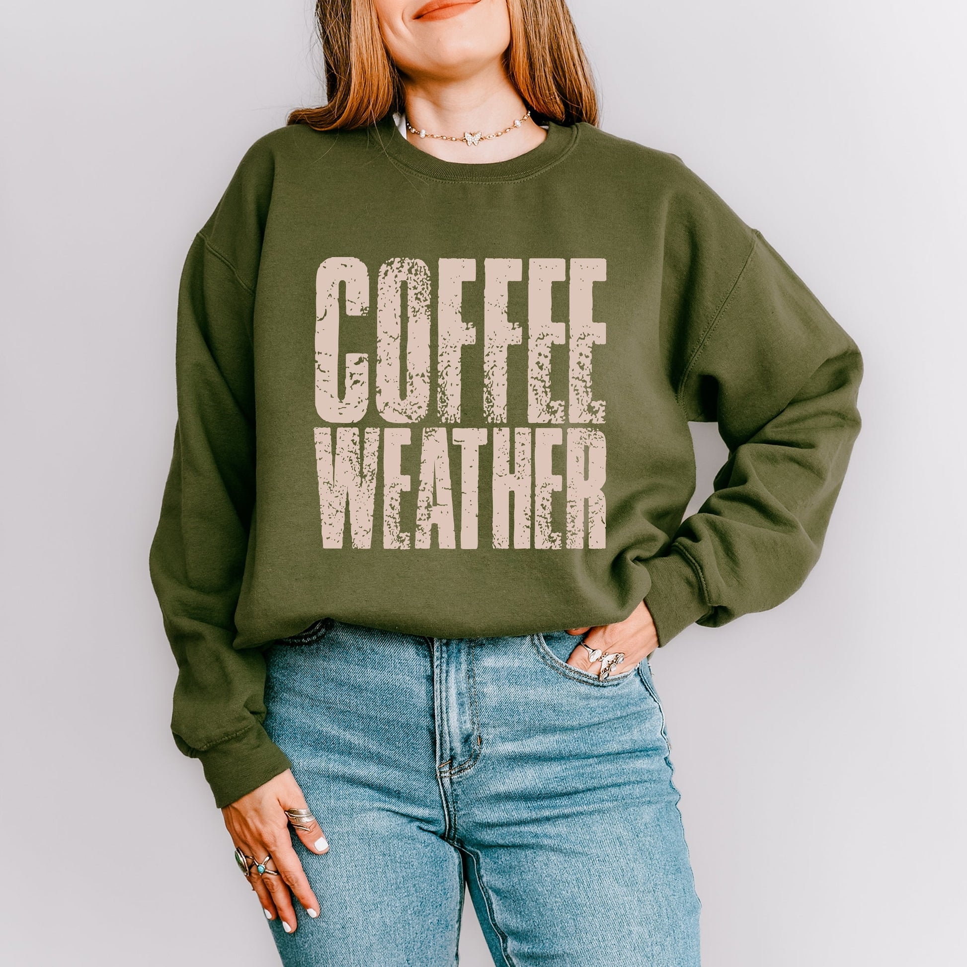 Coffee Weather Distressed - Sweatshirt