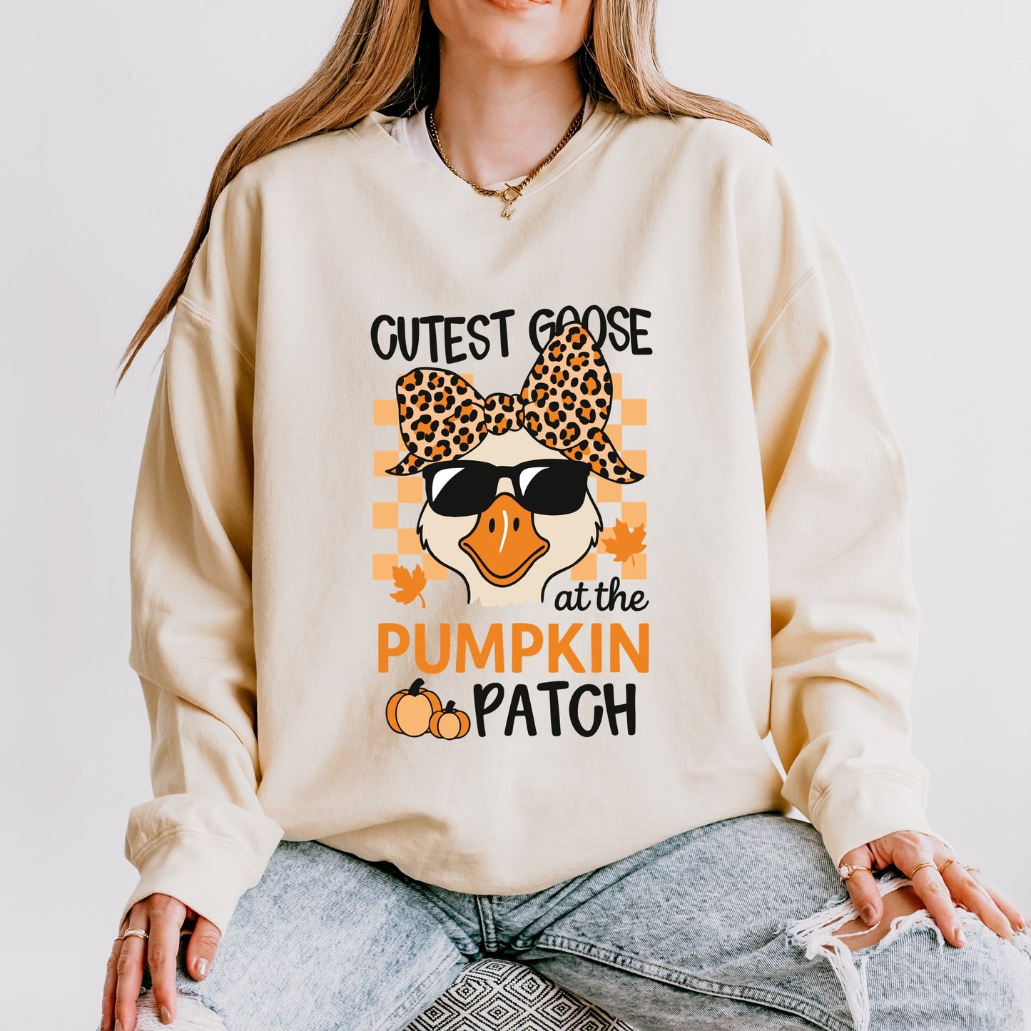 Cutest Goose At The Pumpkin Patch - Women's Lightweight Garment Dyed Sweatshirt