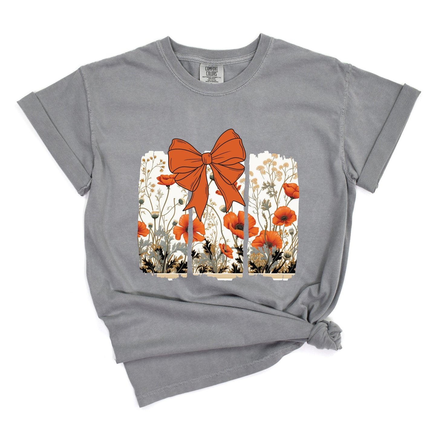 Coquette Fall Floral Orange - Women's Garment Dyed Tee