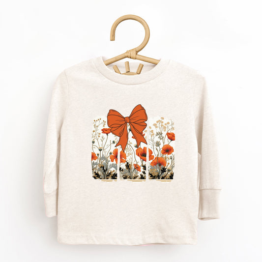 Coquette Fall Floral Orange - Toddler Long Sleeve Graphic Tee