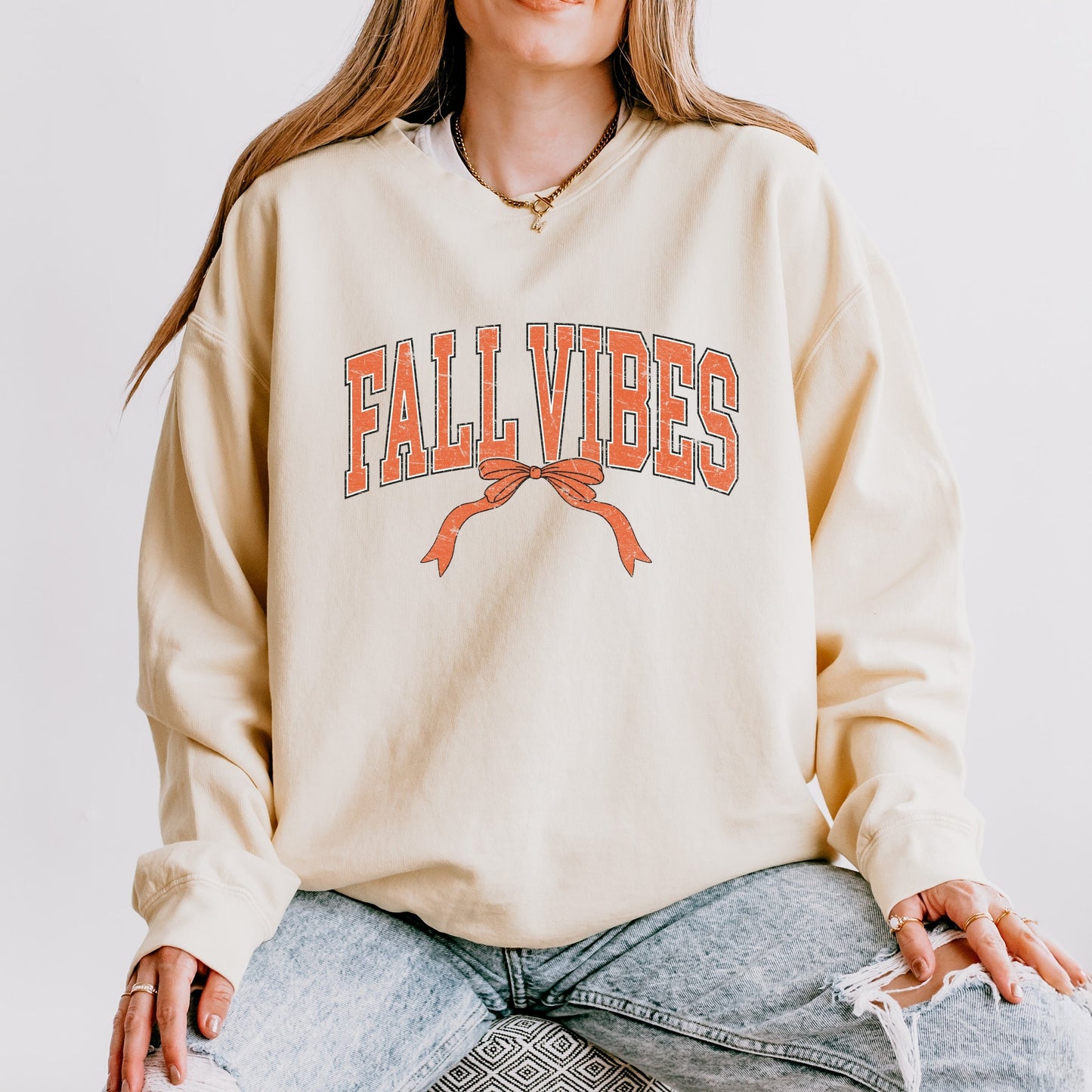 Varsity Fall Vibes Coquette - Women's Lightweight Garment Dyed Sweatshirt