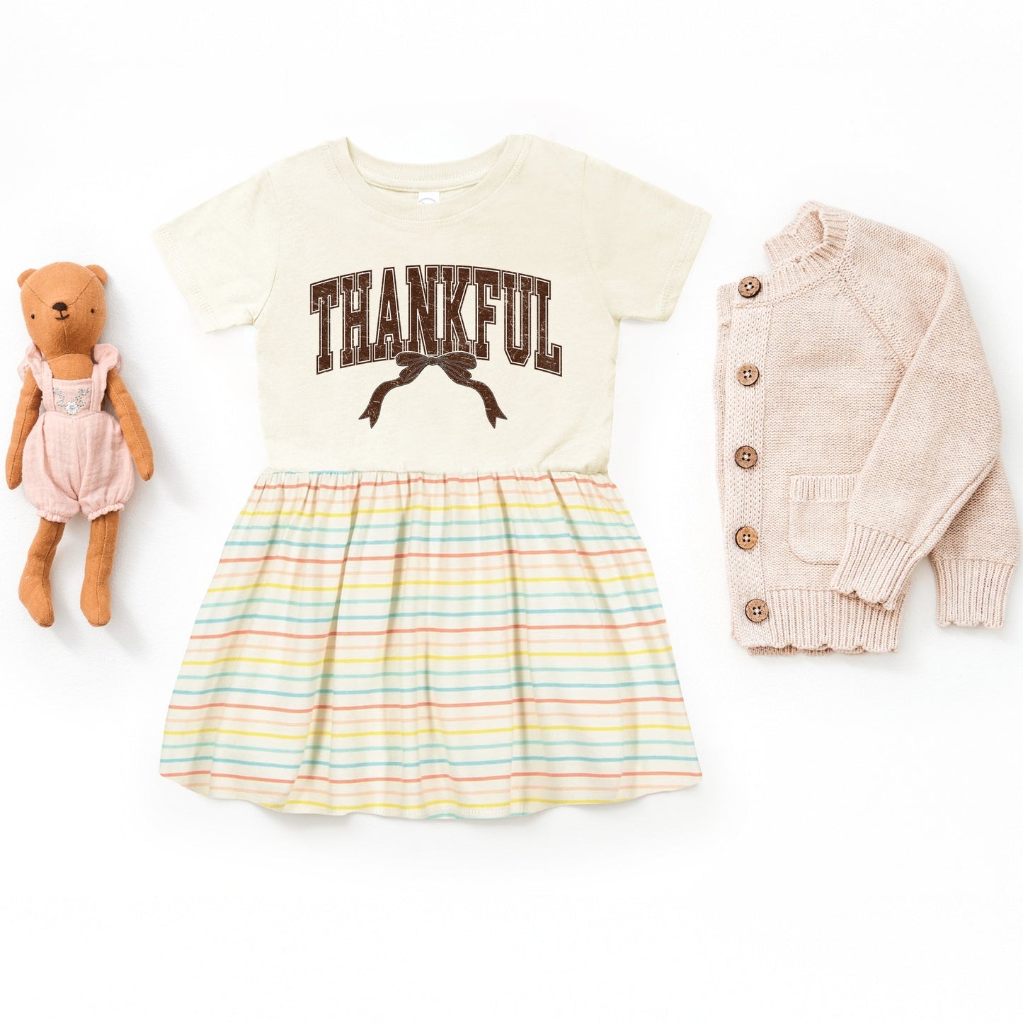 Varsity Thankful Coquette - Toddler Graphic Dress and Infant Dress