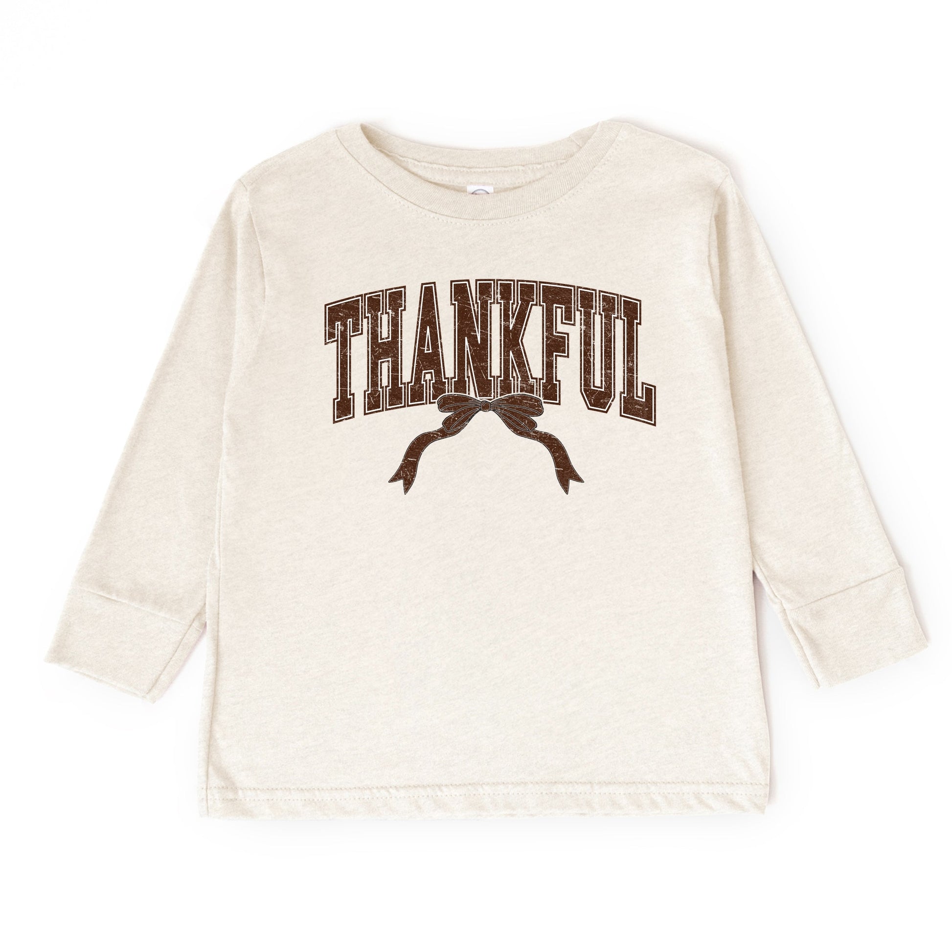 Varsity Thankful Coquette - Toddler Long Sleeve Graphic Tee and Youth Long Sleeve Graphic T-Shirt
