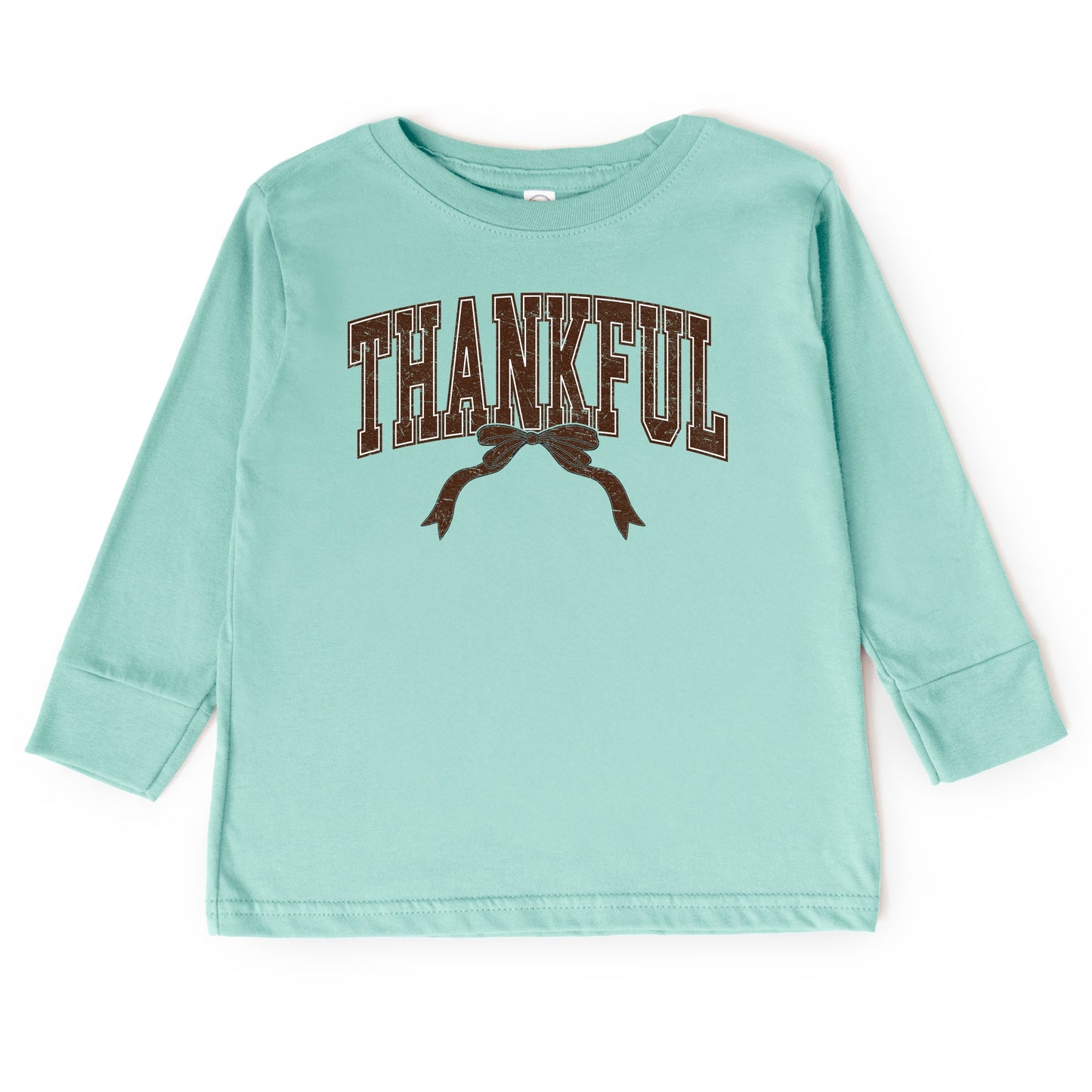 Varsity Thankful Coquette - Toddler Long Sleeve Graphic Tee and Youth Long Sleeve Graphic T-Shirt