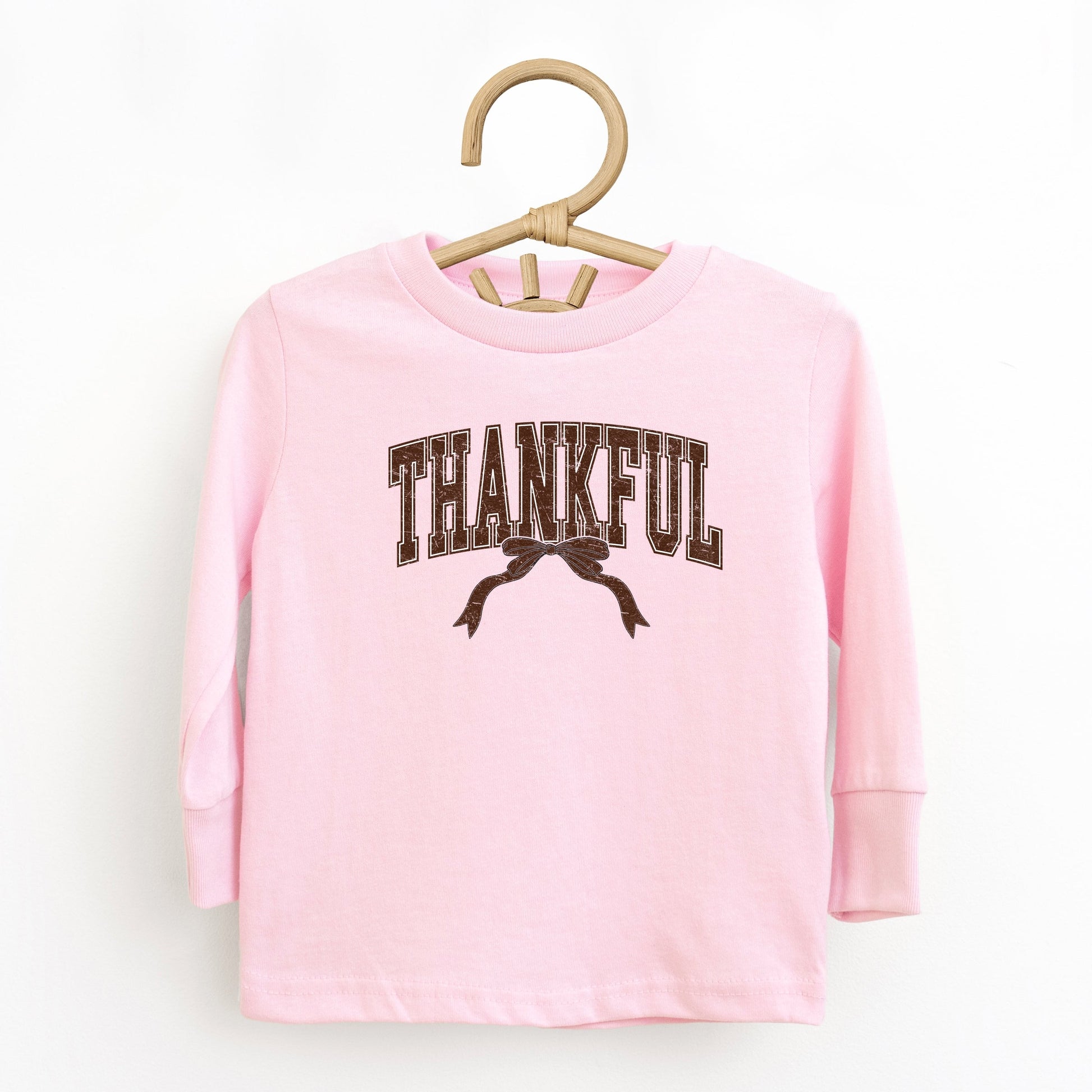 Varsity Thankful Coquette - Toddler Long Sleeve Graphic Tee and Youth Long Sleeve Graphic T-Shirt