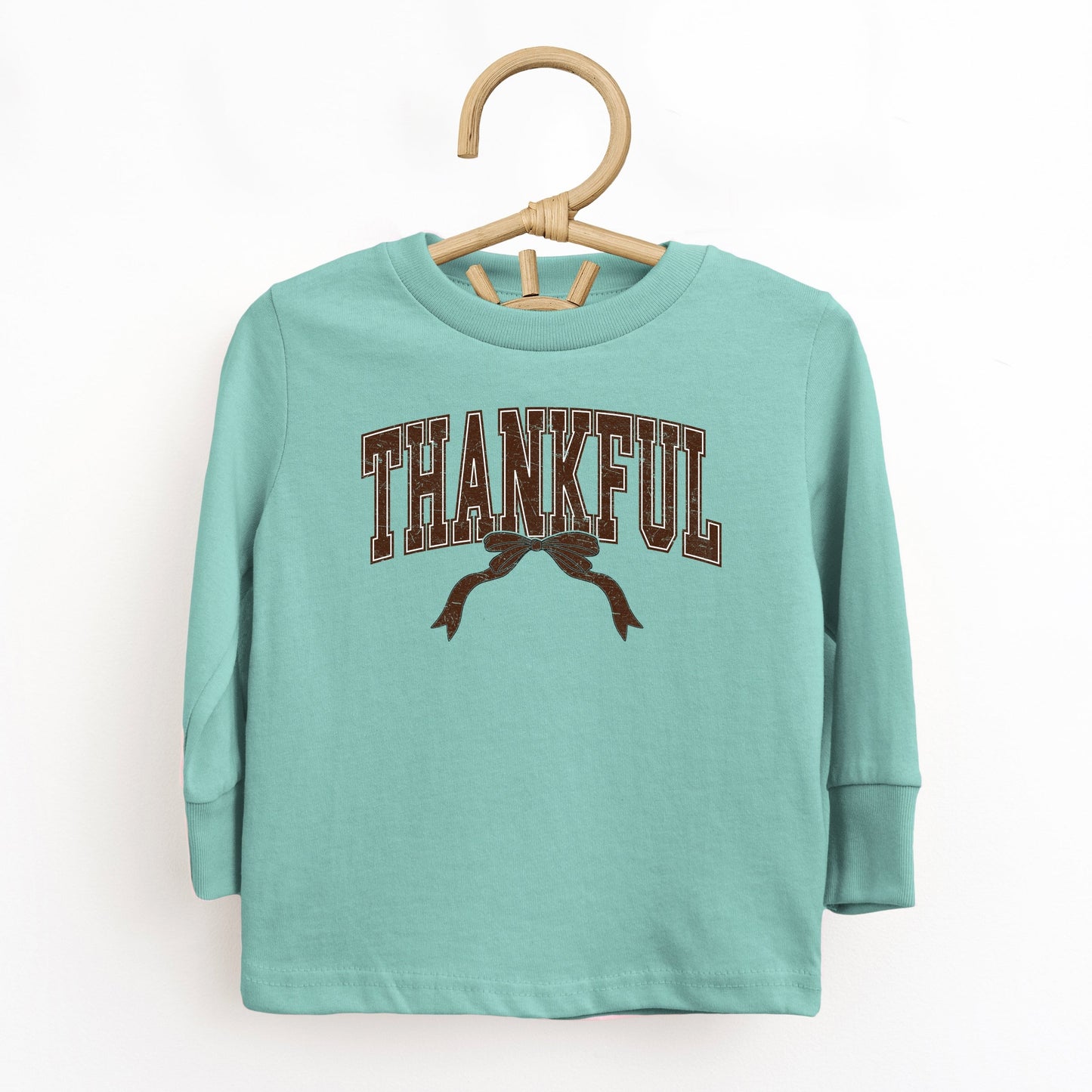 Varsity Thankful Coquette - Toddler Long Sleeve Graphic Tee and Youth Long Sleeve Graphic T-Shirt