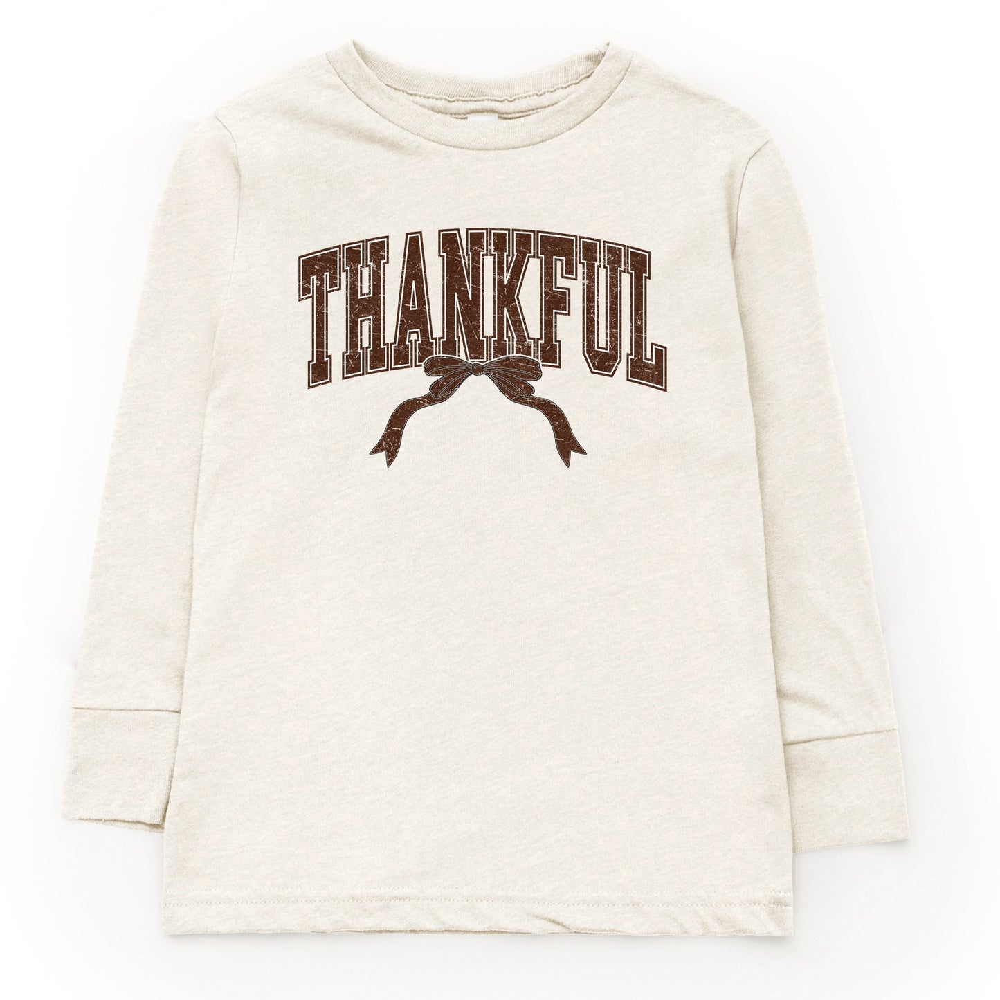 Varsity Thankful Coquette - Toddler Long Sleeve Graphic Tee and Youth Long Sleeve Graphic T-Shirt