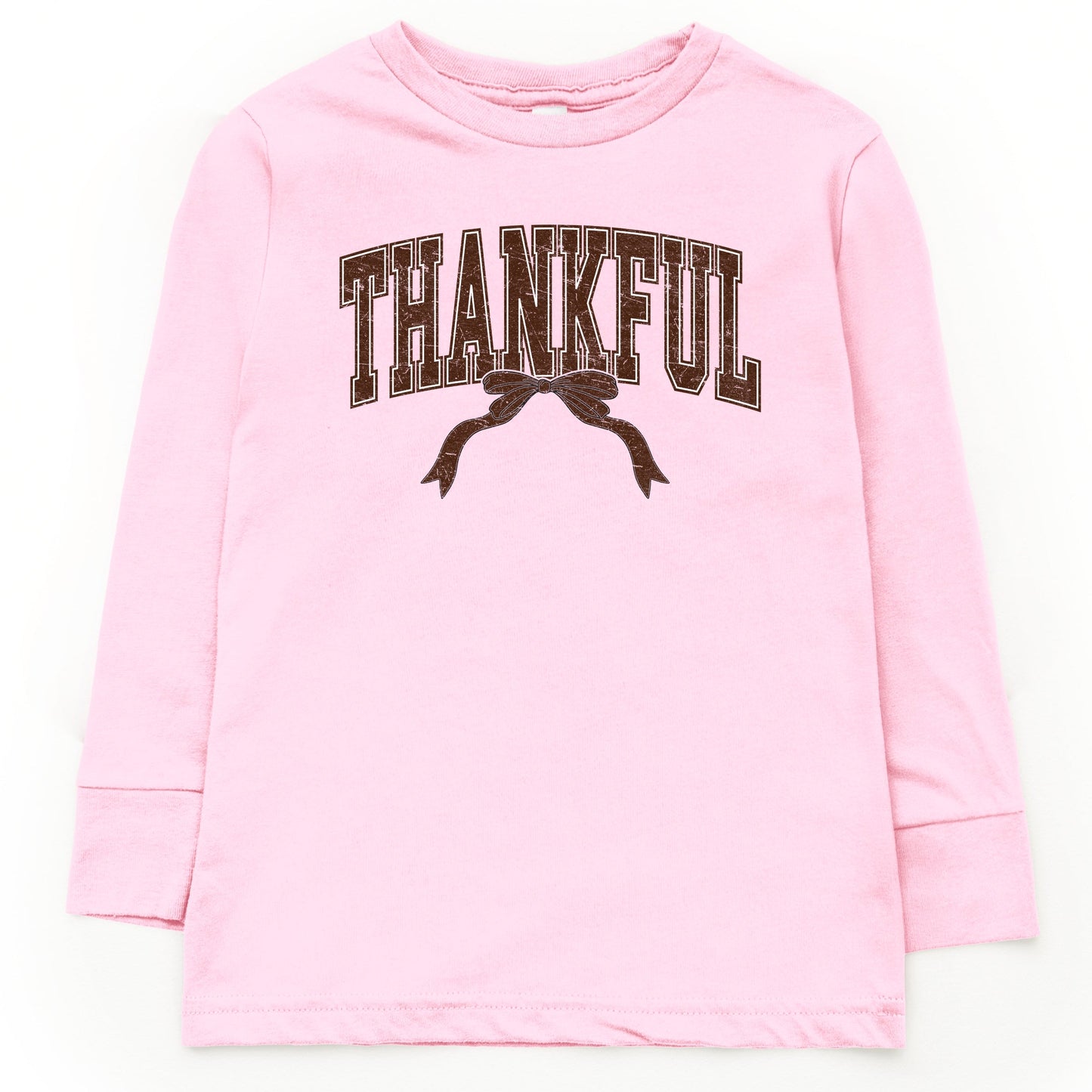Varsity Thankful Coquette - Toddler Long Sleeve Graphic Tee and Youth Long Sleeve Graphic T-Shirt
