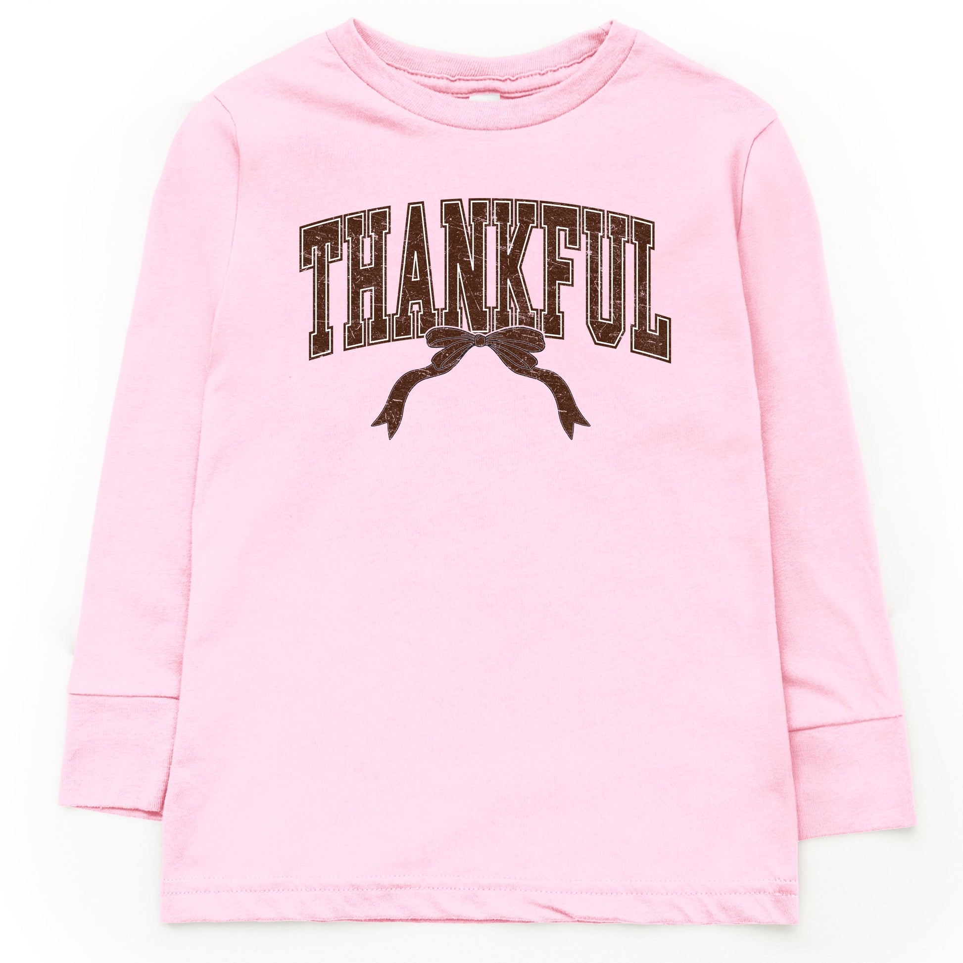Varsity Thankful Coquette - Toddler Long Sleeve Graphic Tee and Youth Long Sleeve Graphic T-Shirt