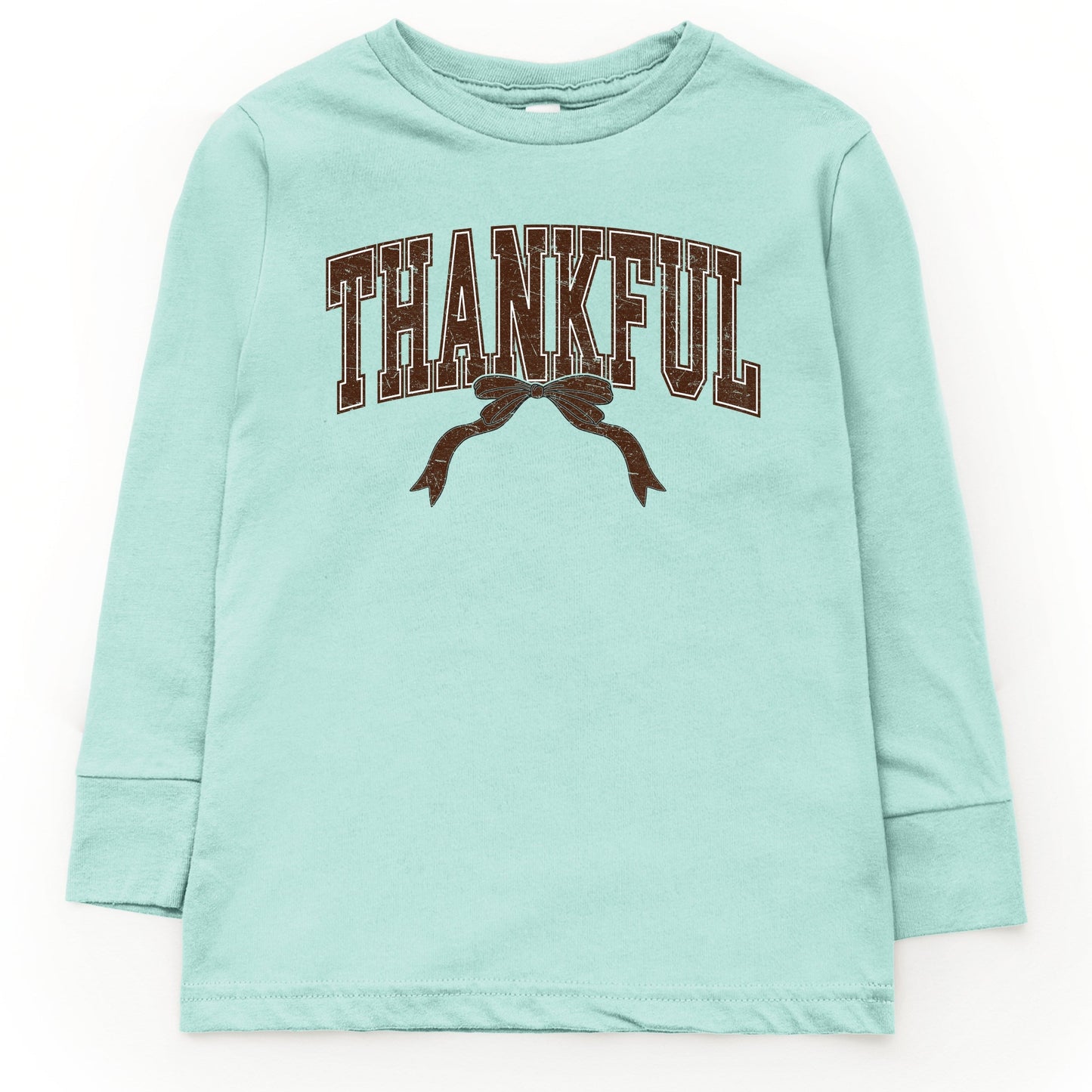 Varsity Thankful Coquette - Toddler Long Sleeve Graphic Tee and Youth Long Sleeve Graphic T-Shirt