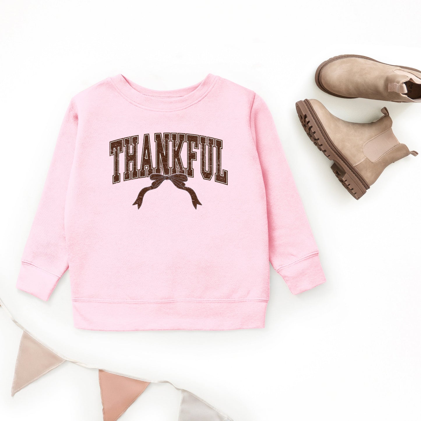 Varsity Thankful Coquette - Toddler Graphic Sweatshirt and Youth Graphic Sweatshirt