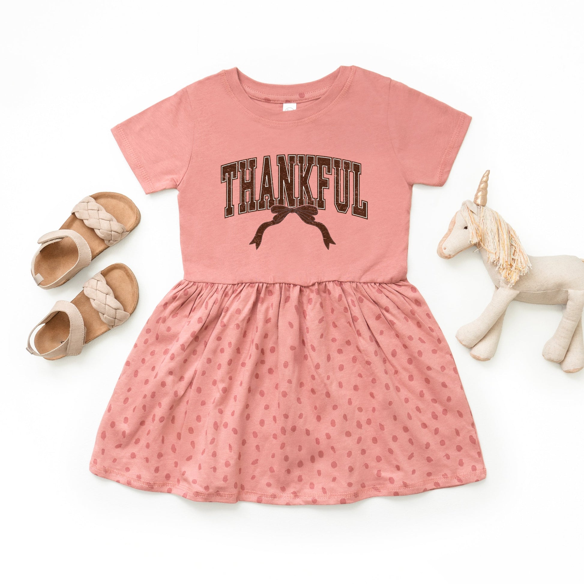 Varsity Thankful Coquette - Toddler Graphic Dress and Infant Dress