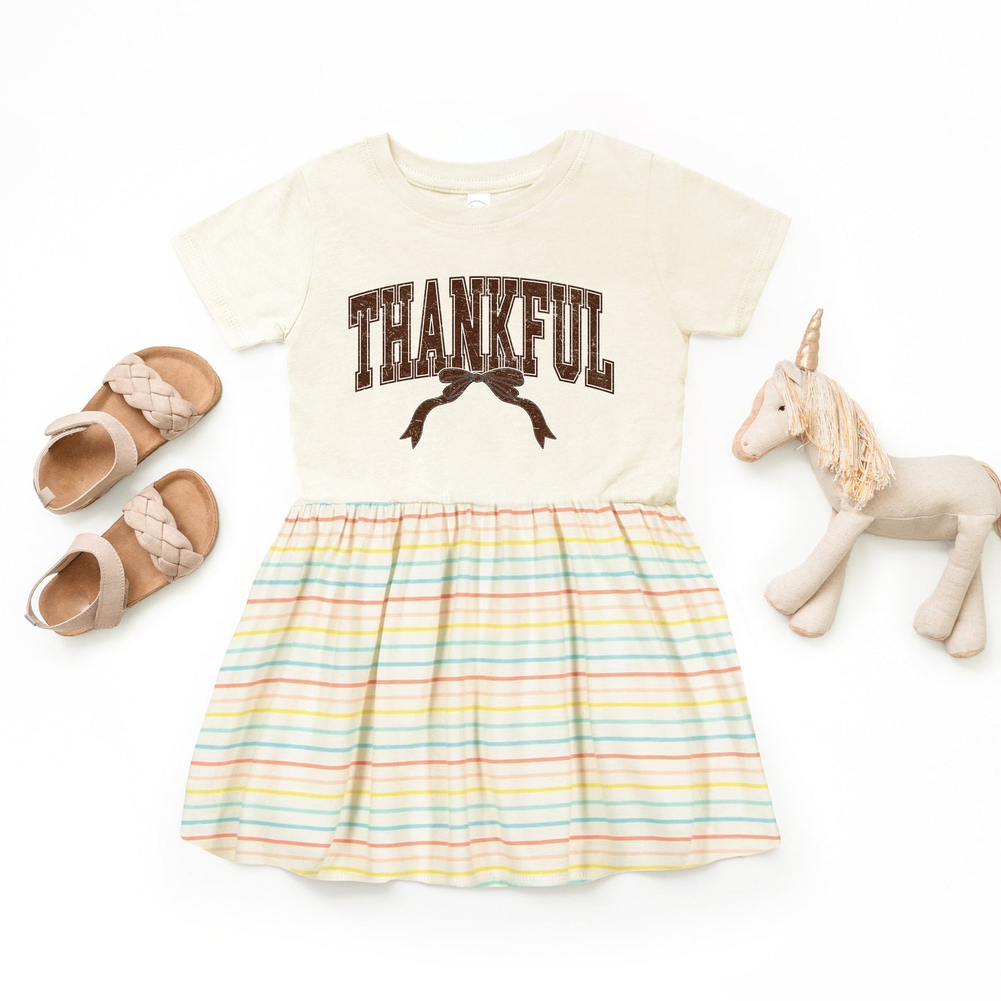 Varsity Thankful Coquette - Toddler Graphic Dress and Infant Dress