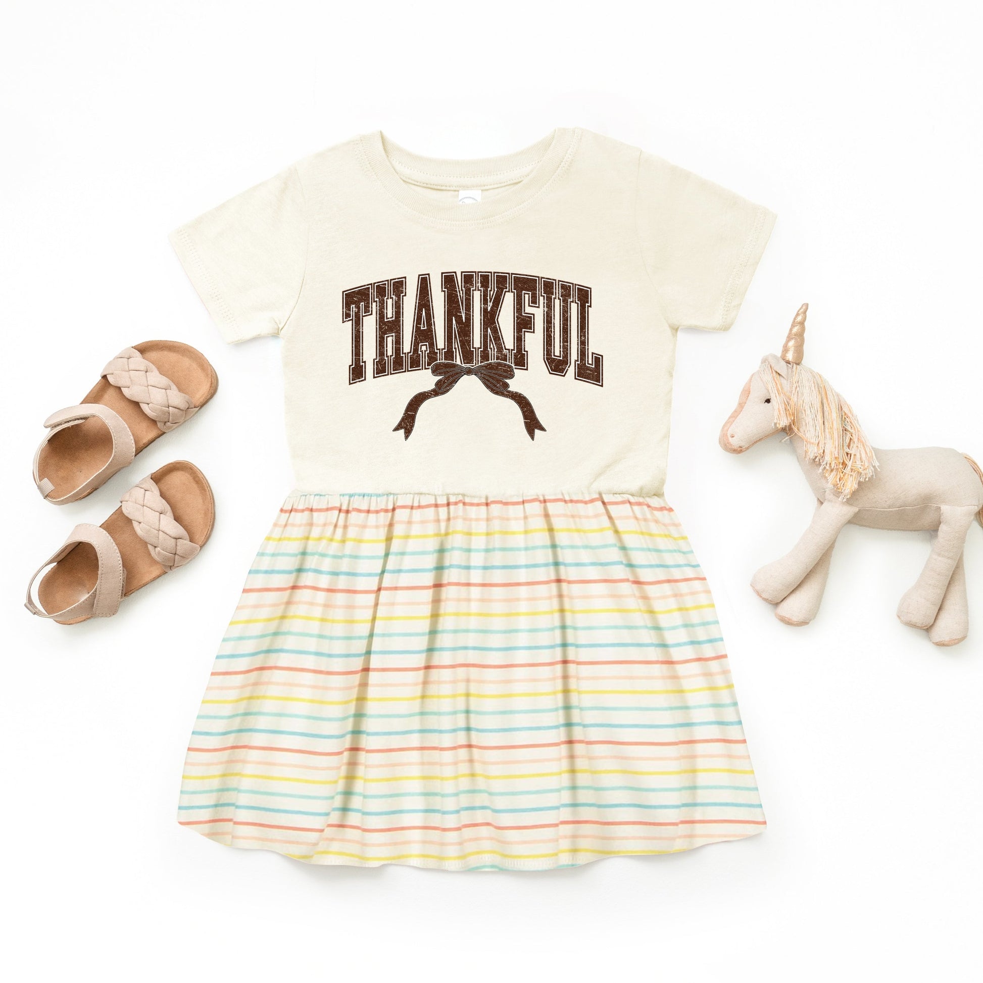 Varsity Thankful Coquette - Toddler Graphic Dress and Infant Dress