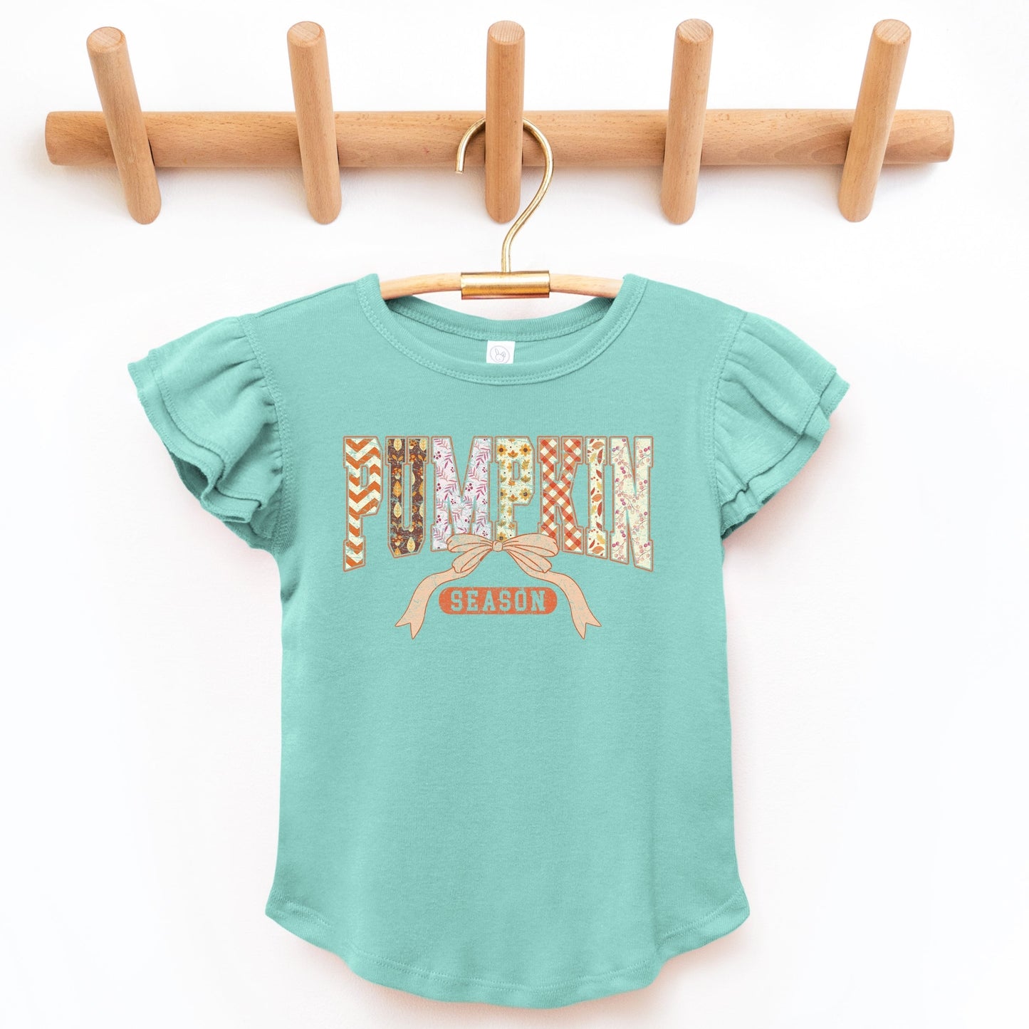 Pumpkin Season Patterns - Flutter Sleeve Graphic T-Shirt