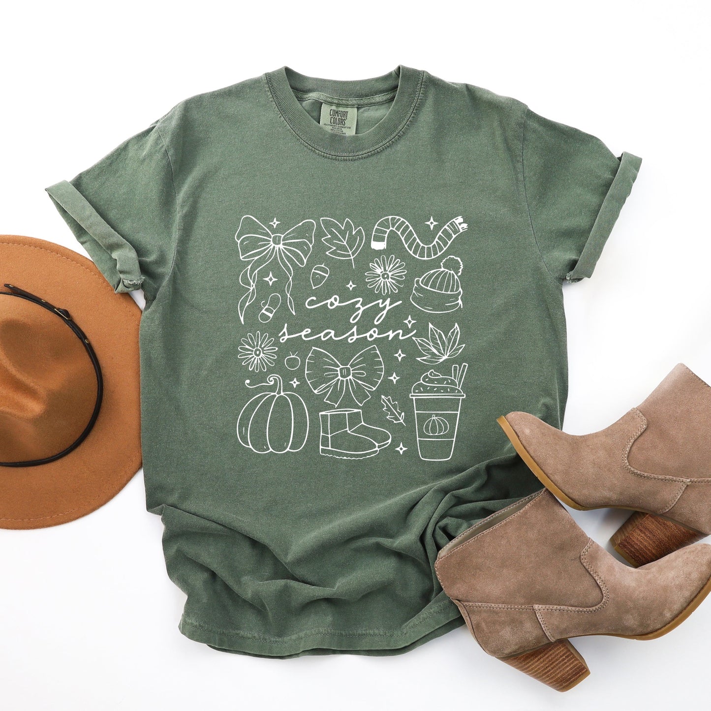 Cozy Season Coquette Icons - Womens Garment Dyed Tee