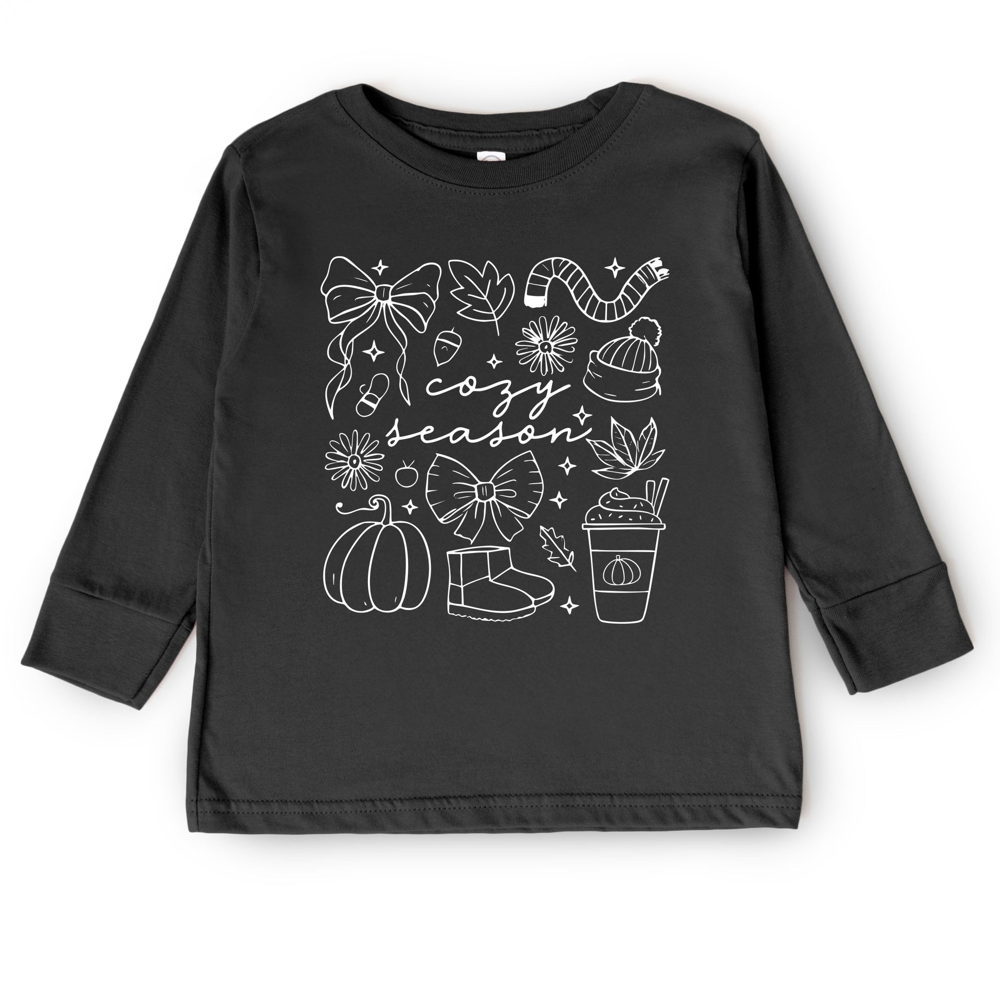 Cozy Season Coquette Icons - Toddler Long Sleeve Graphic Tee and Youth Long Sleeve Graphic T-Shirt
