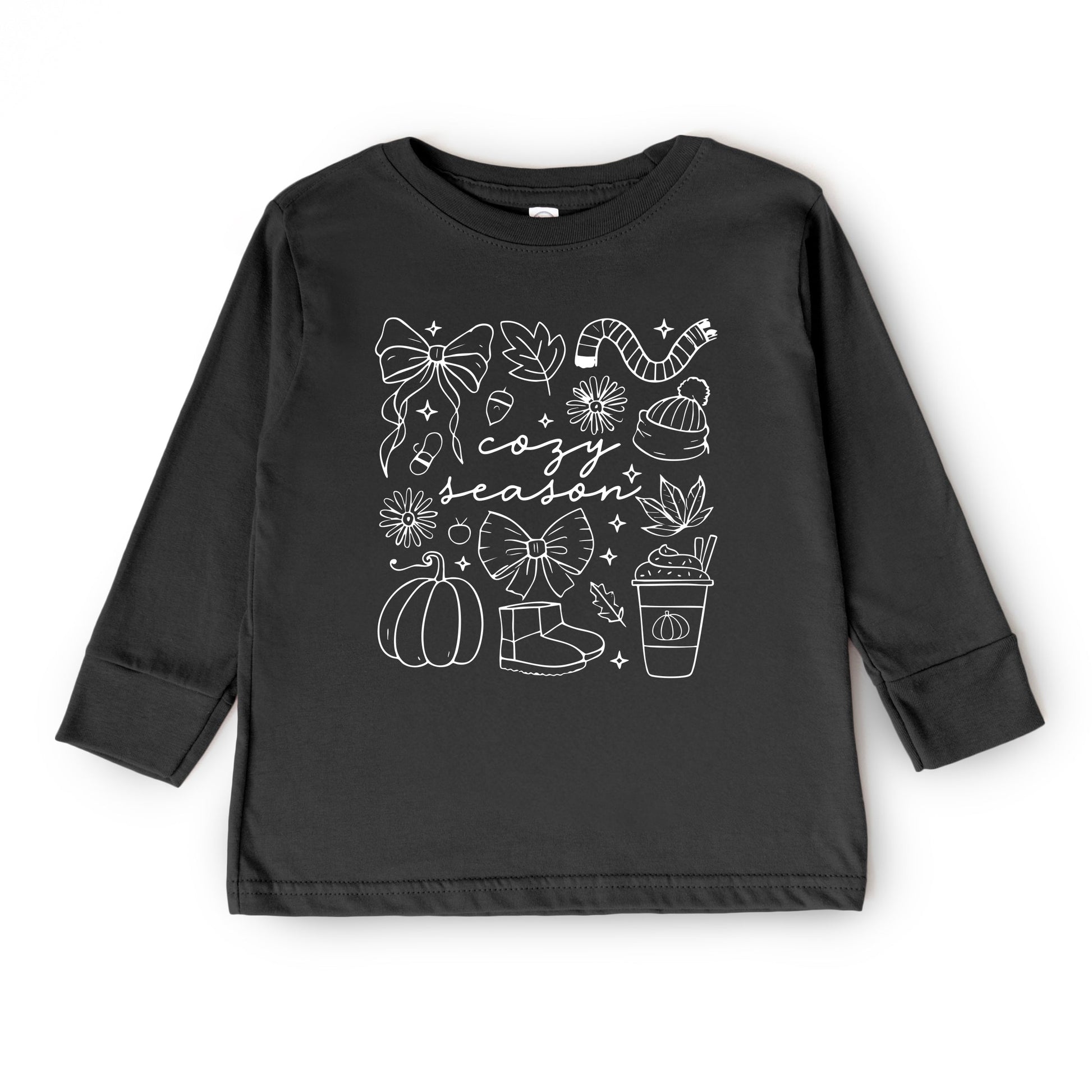 Cozy Season Coquette Icons - Toddler Long Sleeve Graphic Tee and Youth Long Sleeve Graphic T-Shirt