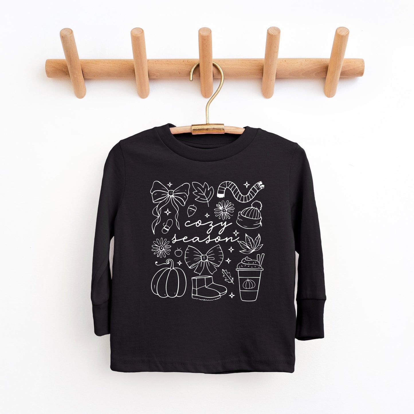 Cozy Season Coquette Icons - Toddler Long Sleeve Graphic Tee and Youth Long Sleeve Graphic T-Shirt