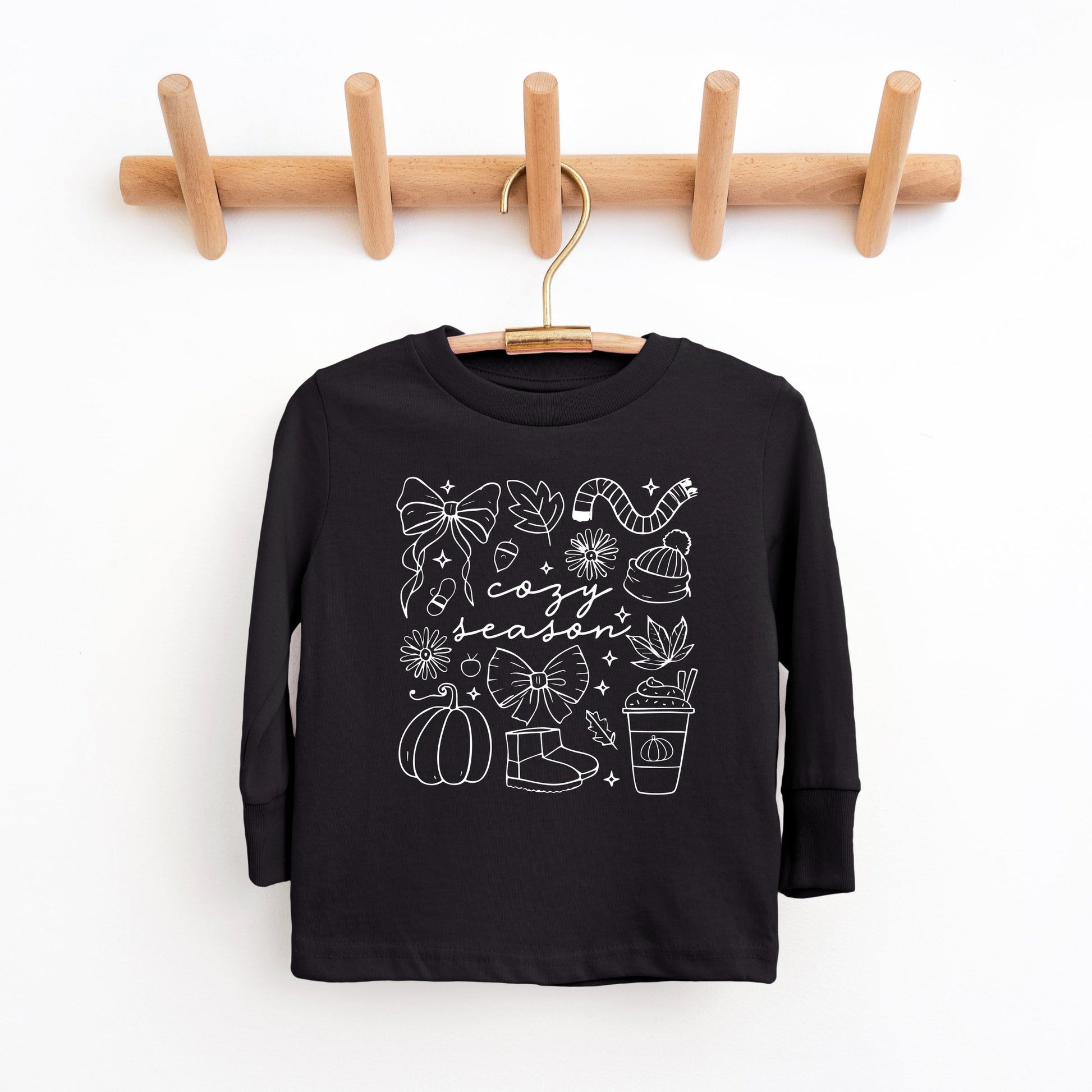 Cozy Season Coquette Icons - Toddler Long Sleeve Graphic Tee and Youth Long Sleeve Graphic T-Shirt