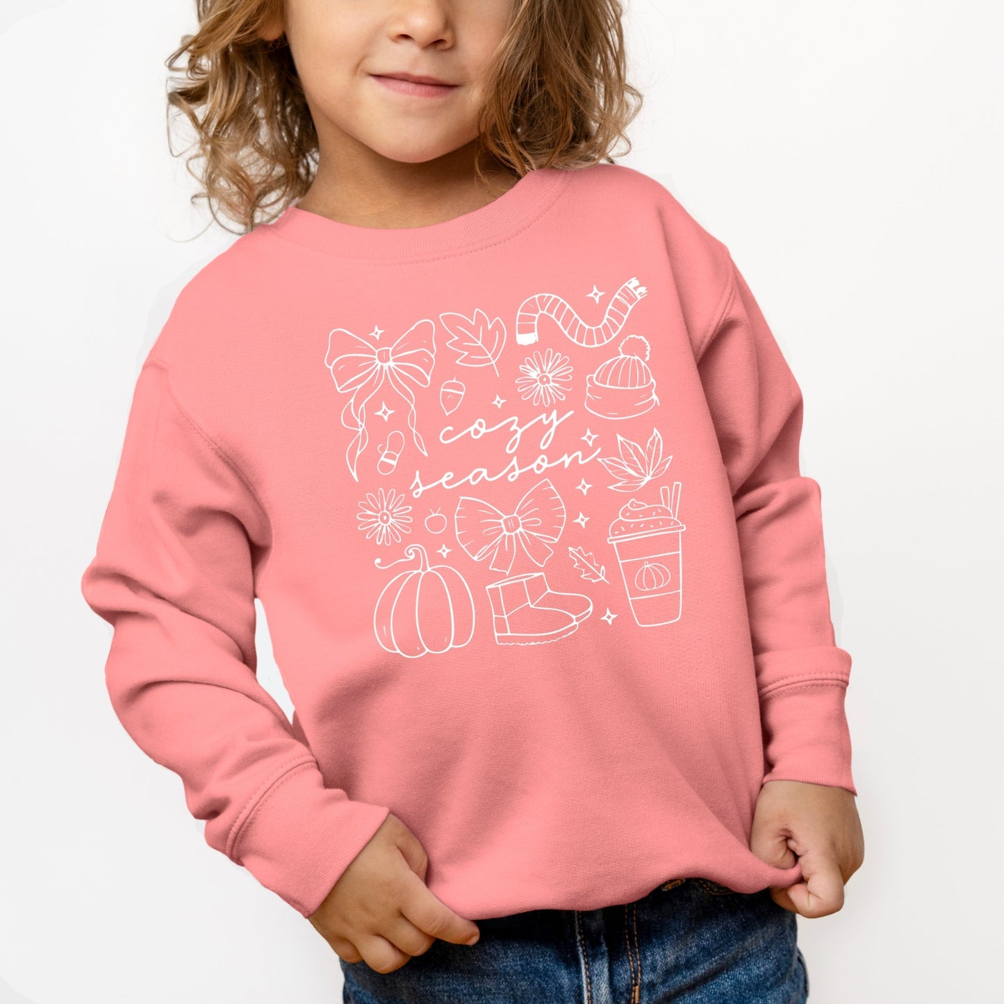 Cozy Season Coquette Icons - Toddler Graphic Sweatshirt and Youth Graphic Sweatshirt