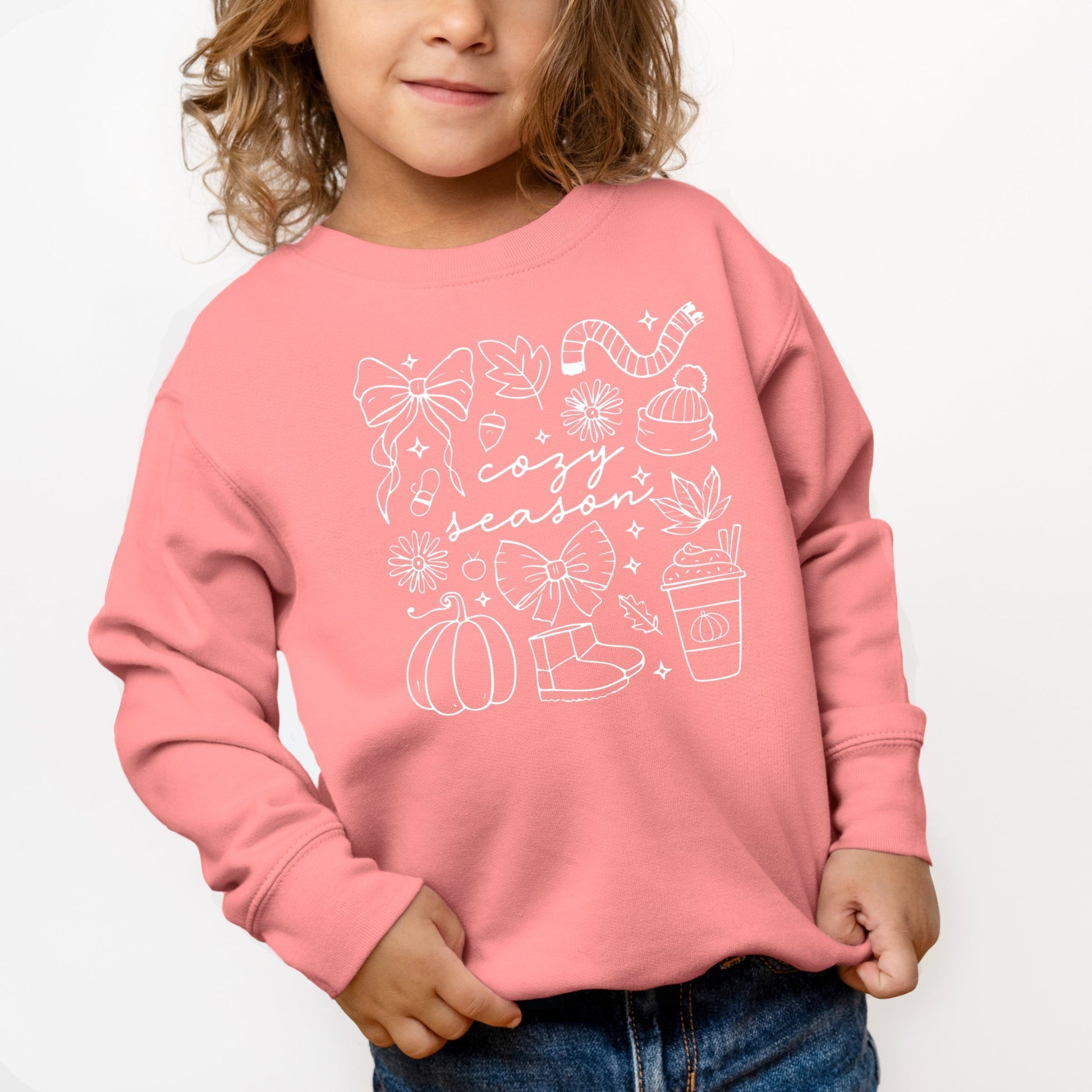 Cozy Season Coquette Icons - Toddler Graphic Sweatshirt and Youth Graphic Sweatshirt
