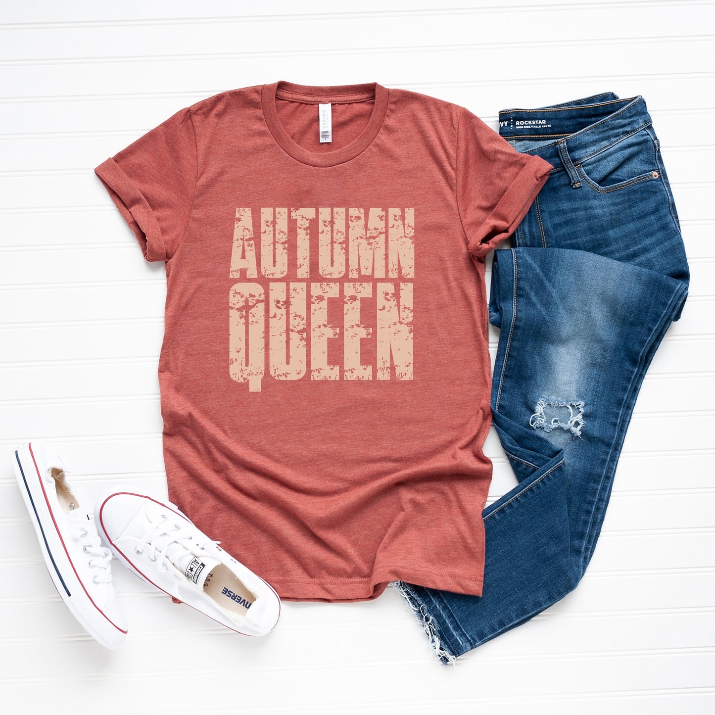 Autumn Queen Block Distressed - Women's Short Sleeve Graphic T-Shirt