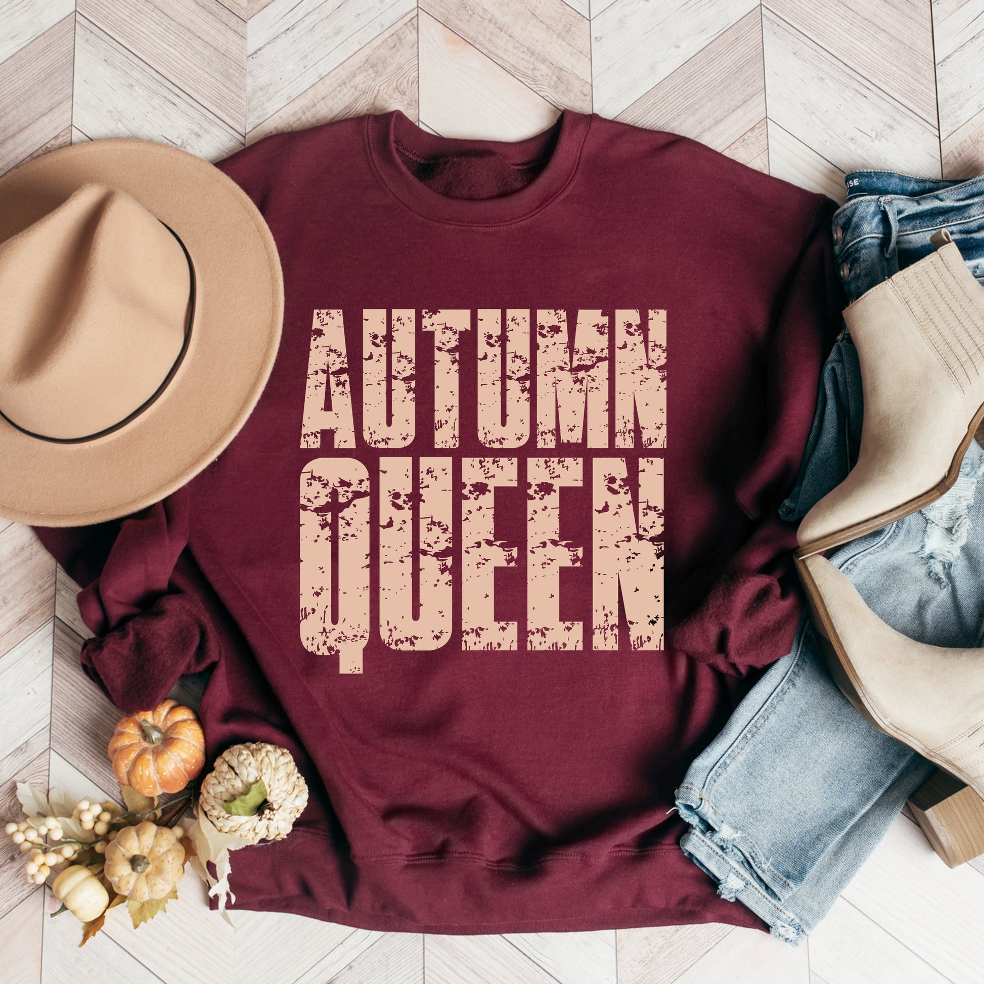 Autumn Queen Block Distressed - Women's Graphic Sweatshirt