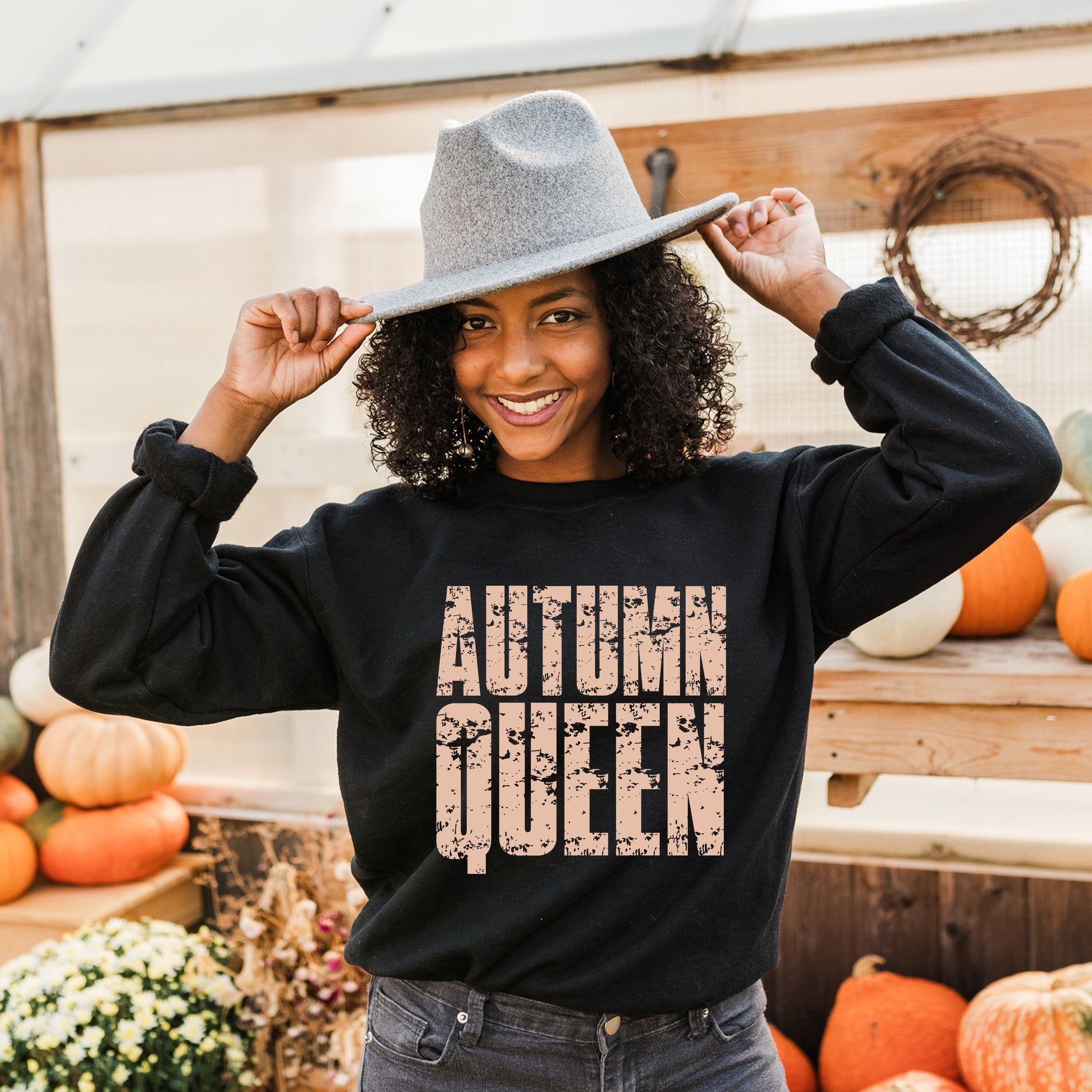 Autumn Queen Block Distressed - Women's Graphic Sweatshirt