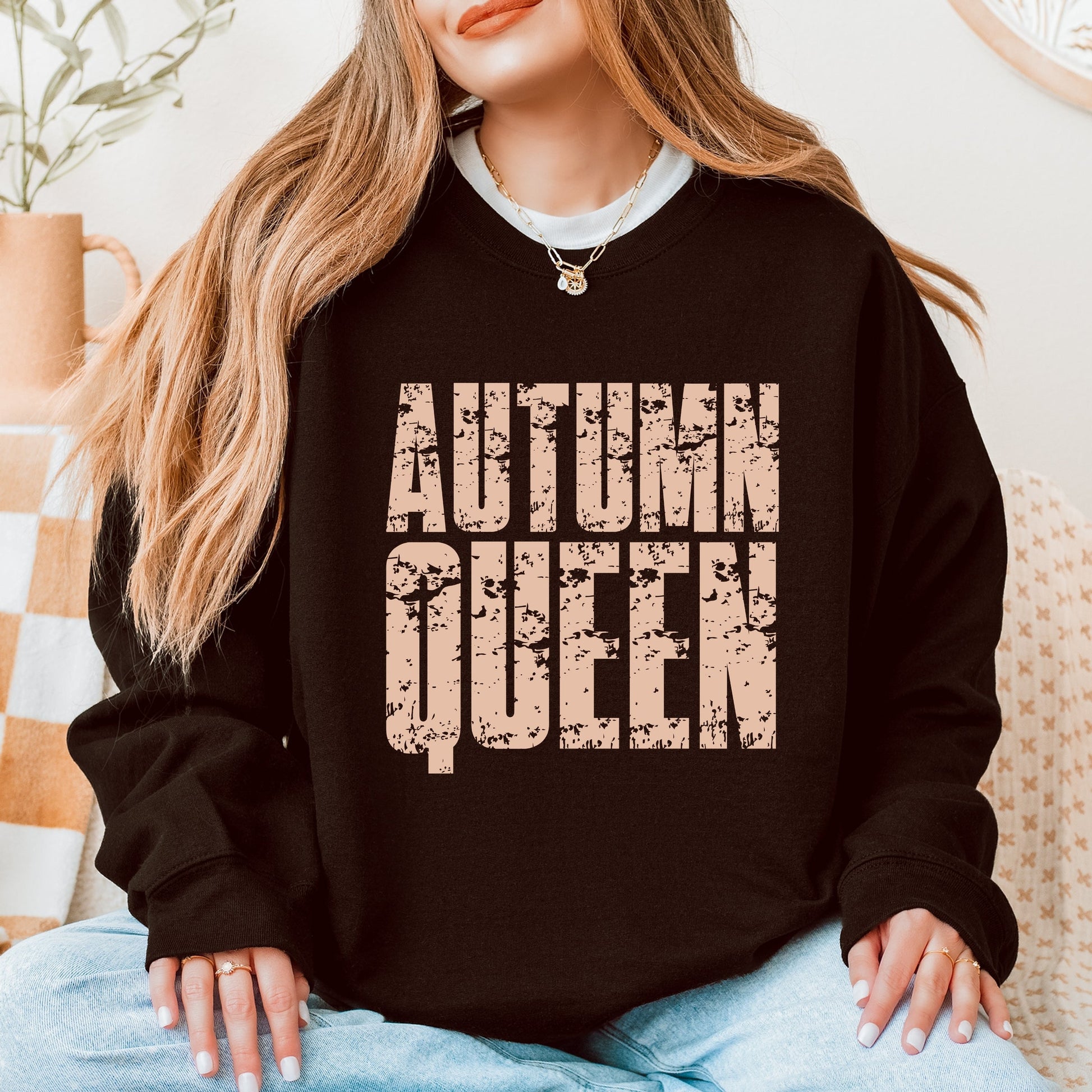 Autumn Queen Block Distressed - Women's Graphic Sweatshirt