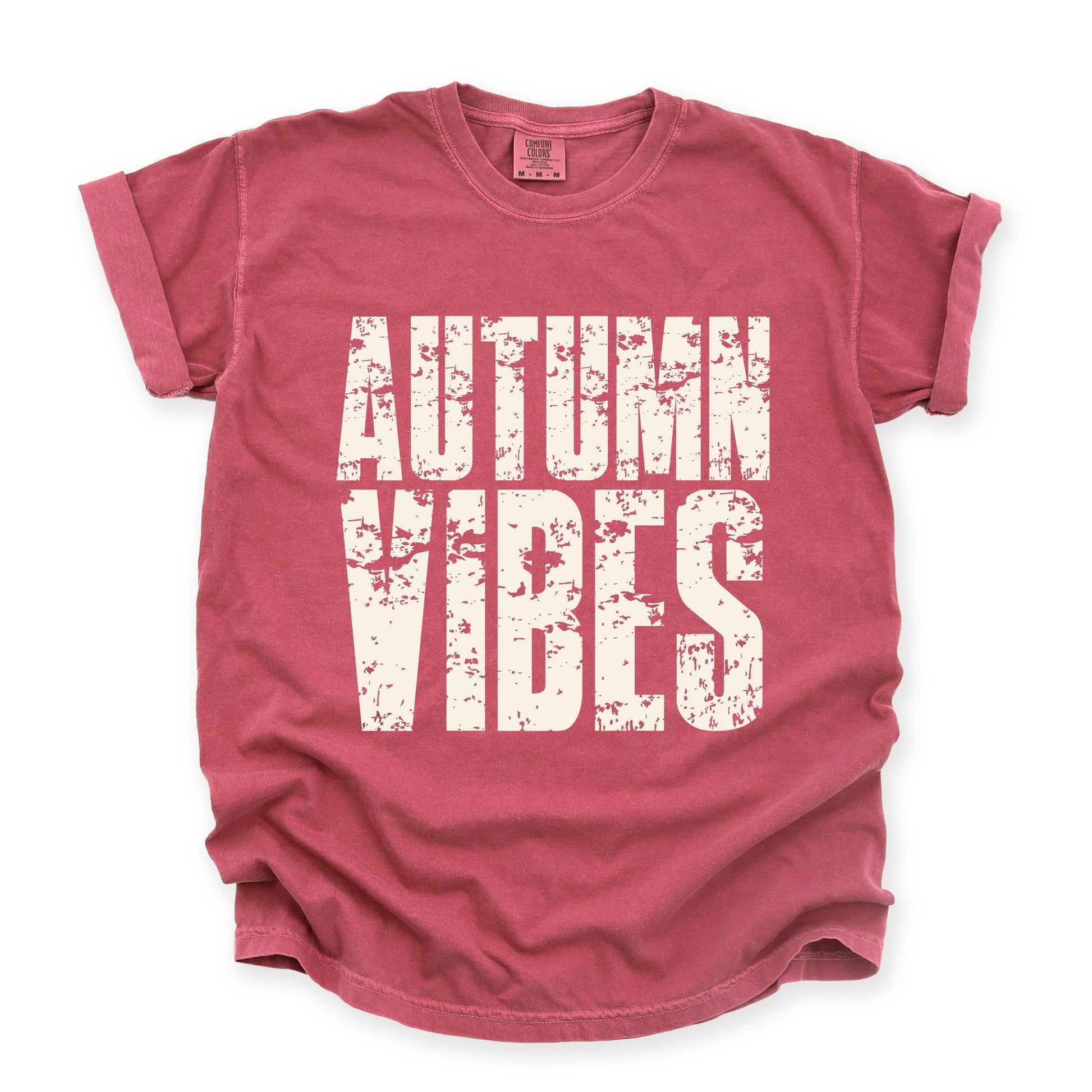 Autumn Vibes Block Distressed - Women's Garment Dyed Graphic T-Shirt