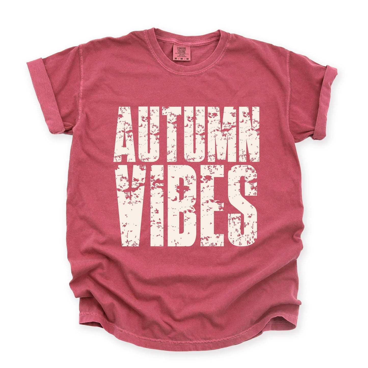 Autumn Vibes Block Distressed - Women's Garment Dyed Graphic T-Shirt