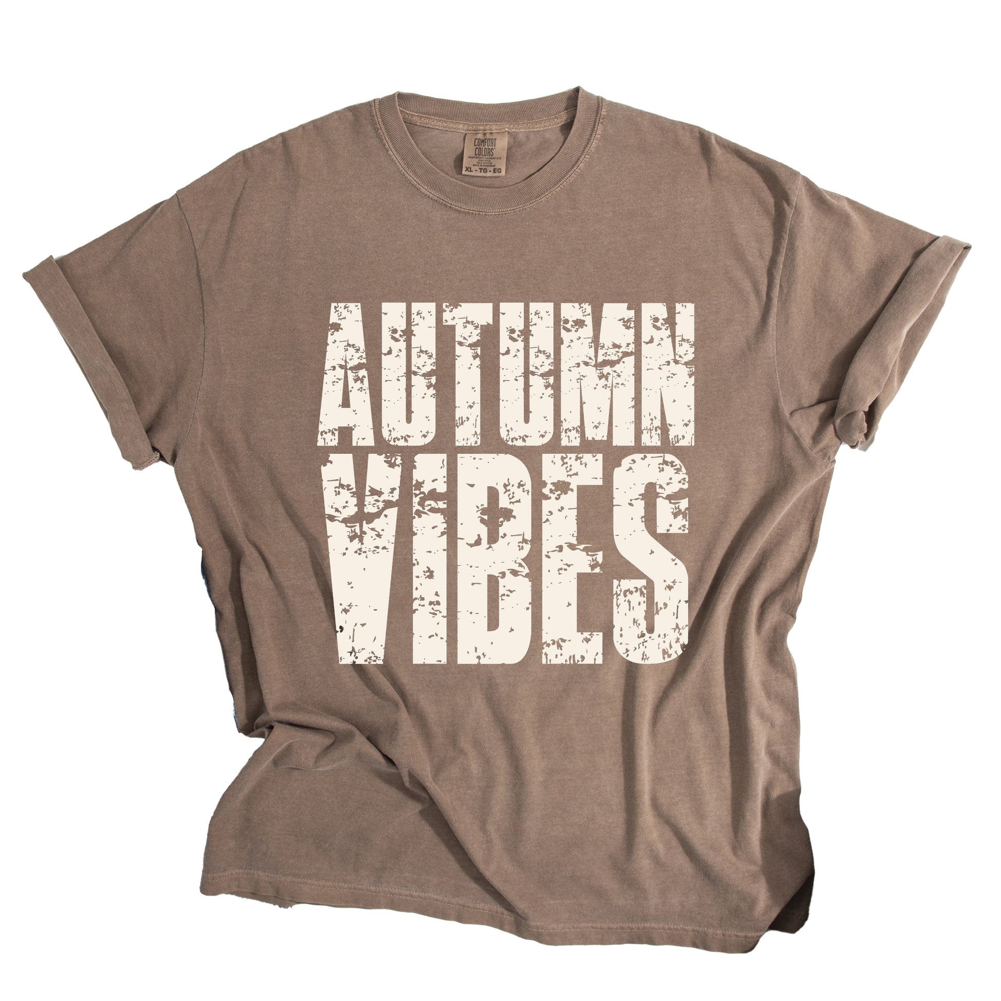 Autumn Vibes Block Distressed - Women's Garment Dyed Graphic T-Shirt