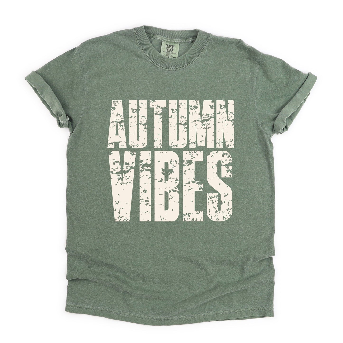 Autumn Vibes Block Distressed - Women's Garment Dyed Graphic T-Shirt