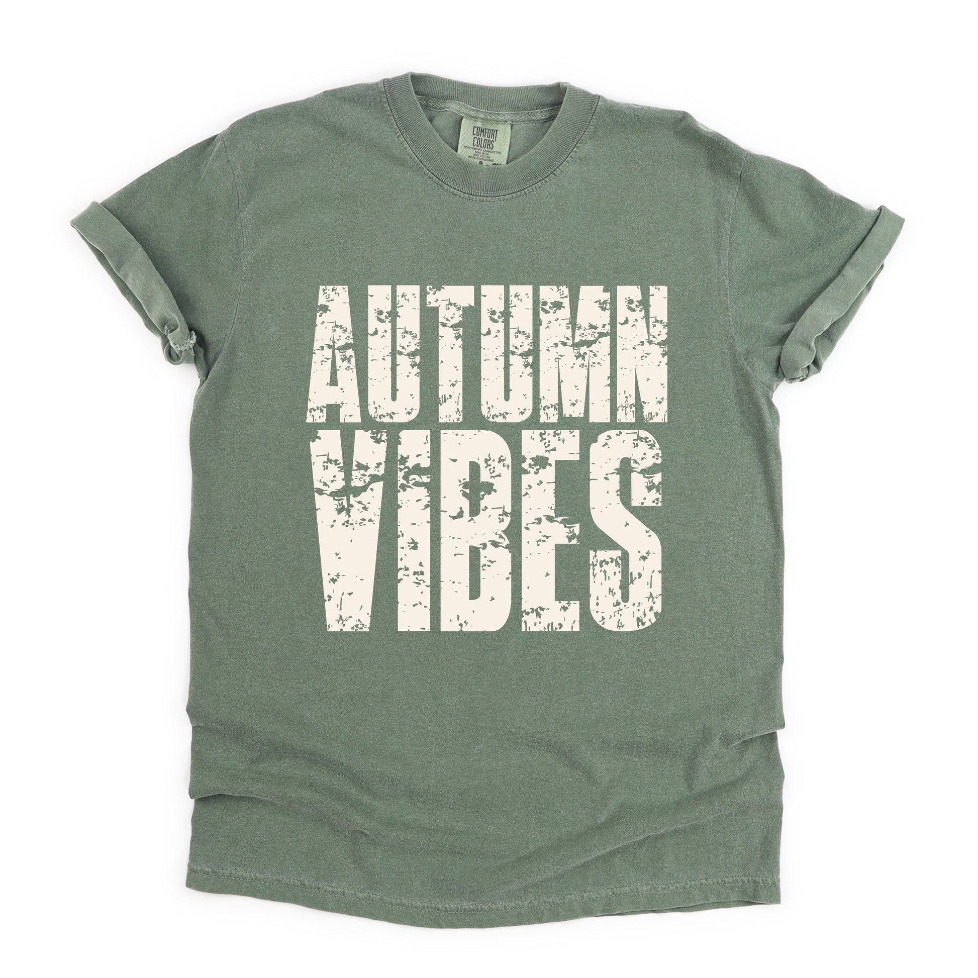 Autumn Vibes Block Distressed - Women's Garment Dyed Graphic T-Shirt